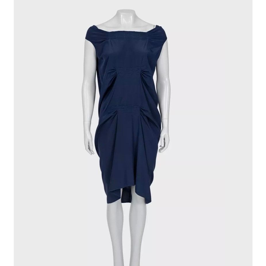 Saint Laurent Paris Saint Laurent Blue Straight Loose Fit Dress - XL Size XL / US 12-14 / IT 48-50 - 1 Thumbnail