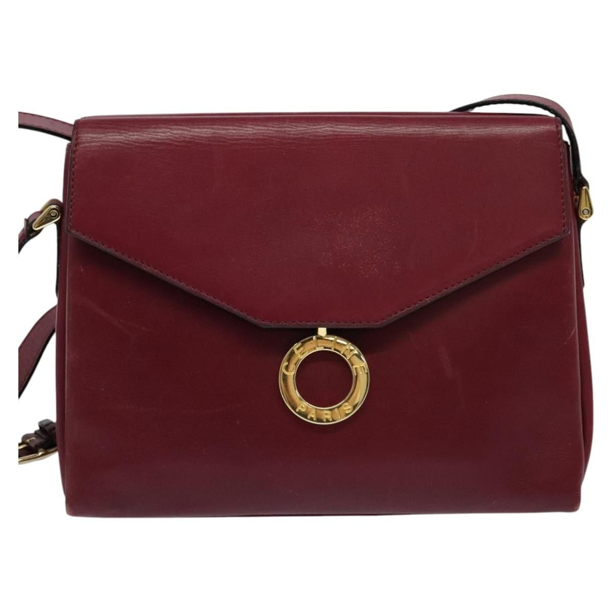 Celine CELINE Shoulder Bag Leather Wine Red Gold Size ONE SIZE - 13 Thumbnail