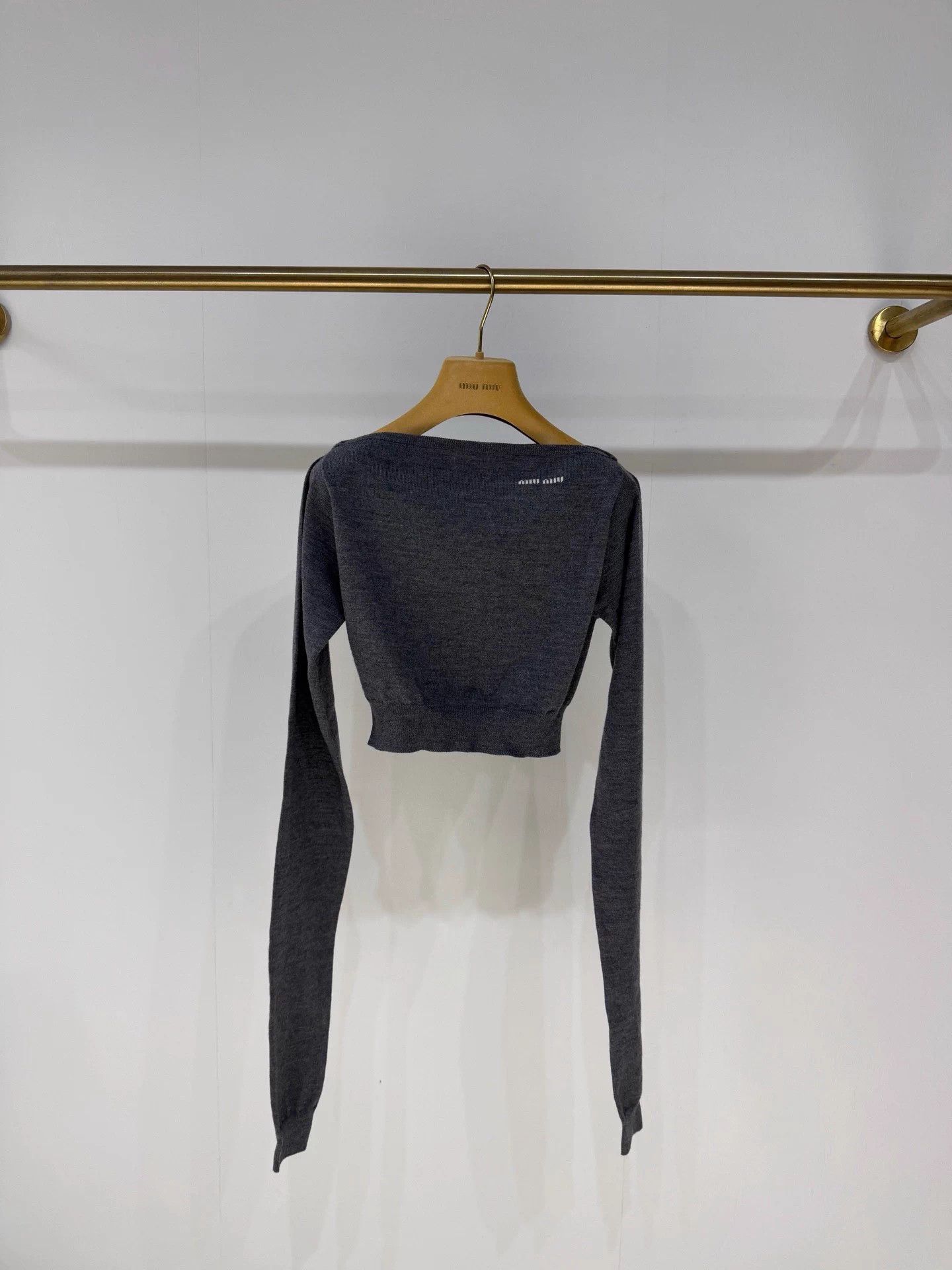 Miu Miu Miumiu Gray Logo One-Shoulder Knit Top 38 99 New Size XS / US 0-2 / IT 36-38 - 1 Thumbnail