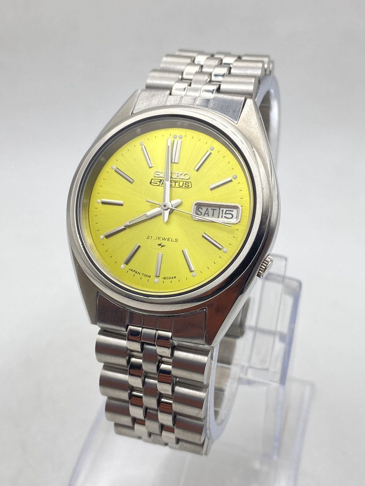 Seiko 5 Actus Vintage 36mm Automatic Yellow Dial Watch Jewelry Watches