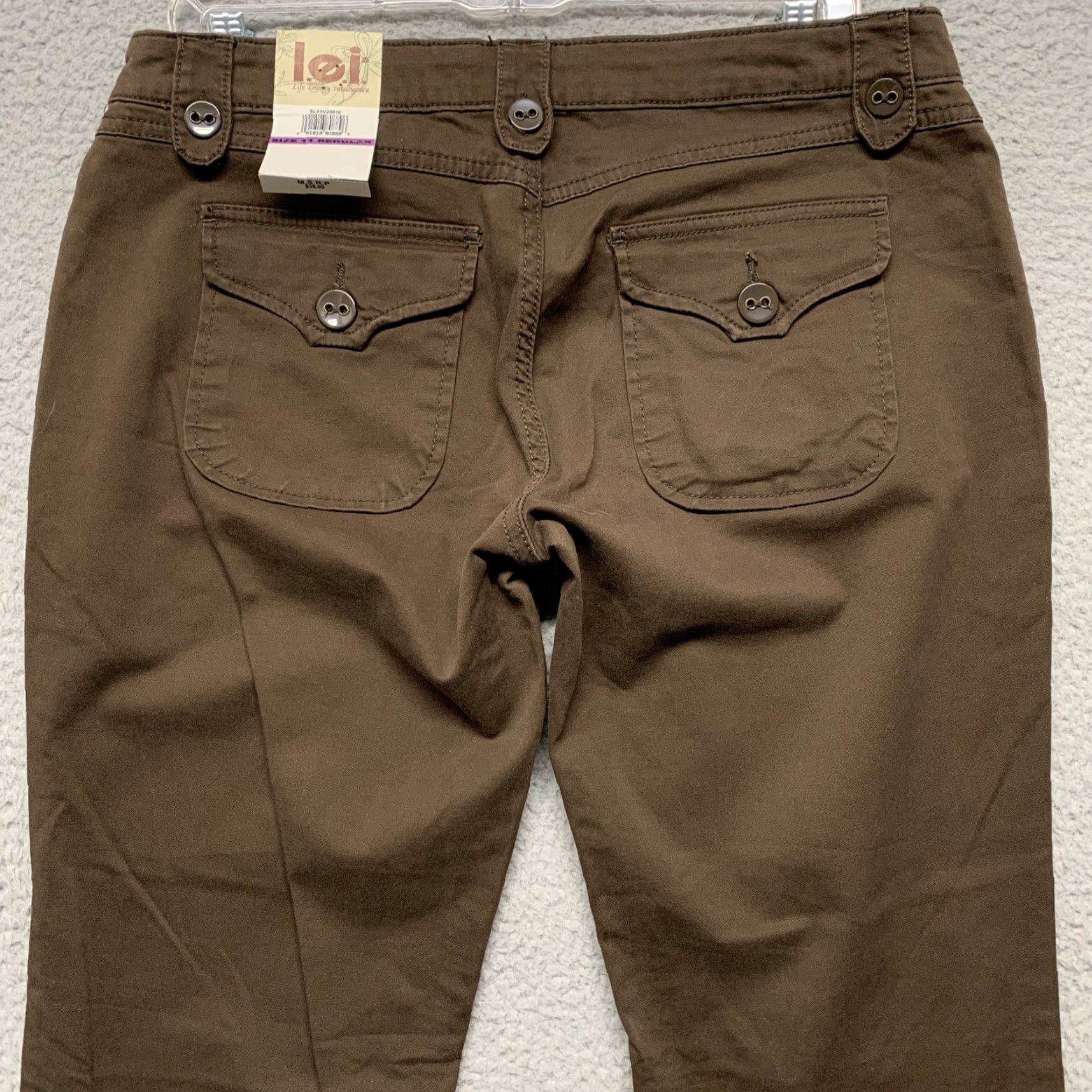 Vintage LEI Utility Pants Women's 11 Regular Brown 5-Pocket Straight Pants NWT Size 11 Juniors Slim Soft Casual Modern Mens? Size 32" / US 10 / IT 46 - 5 Thumbnail