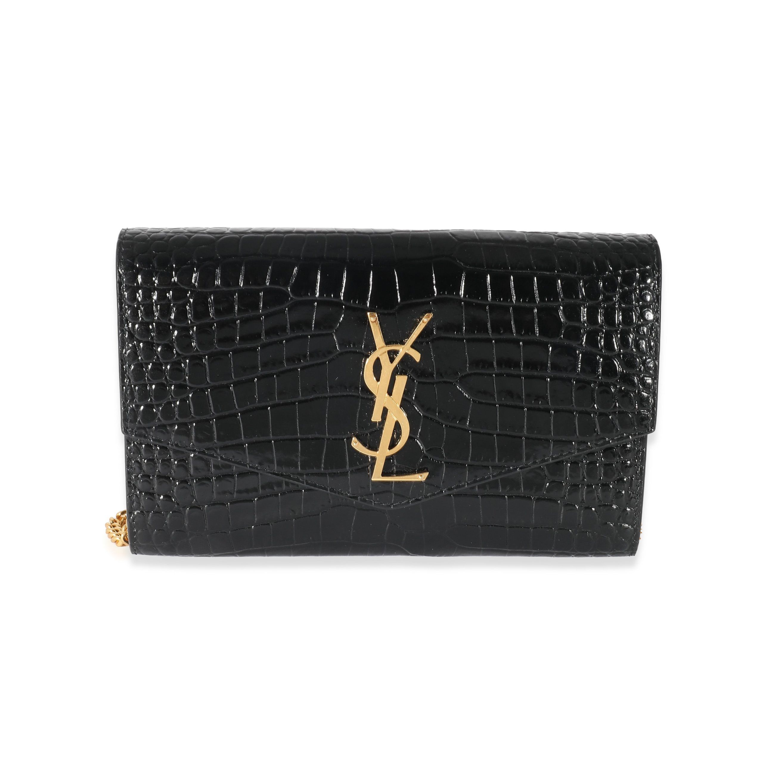 Uptown Ysl Wallet On Chain Black Saint Laurent Black Croc Embossed