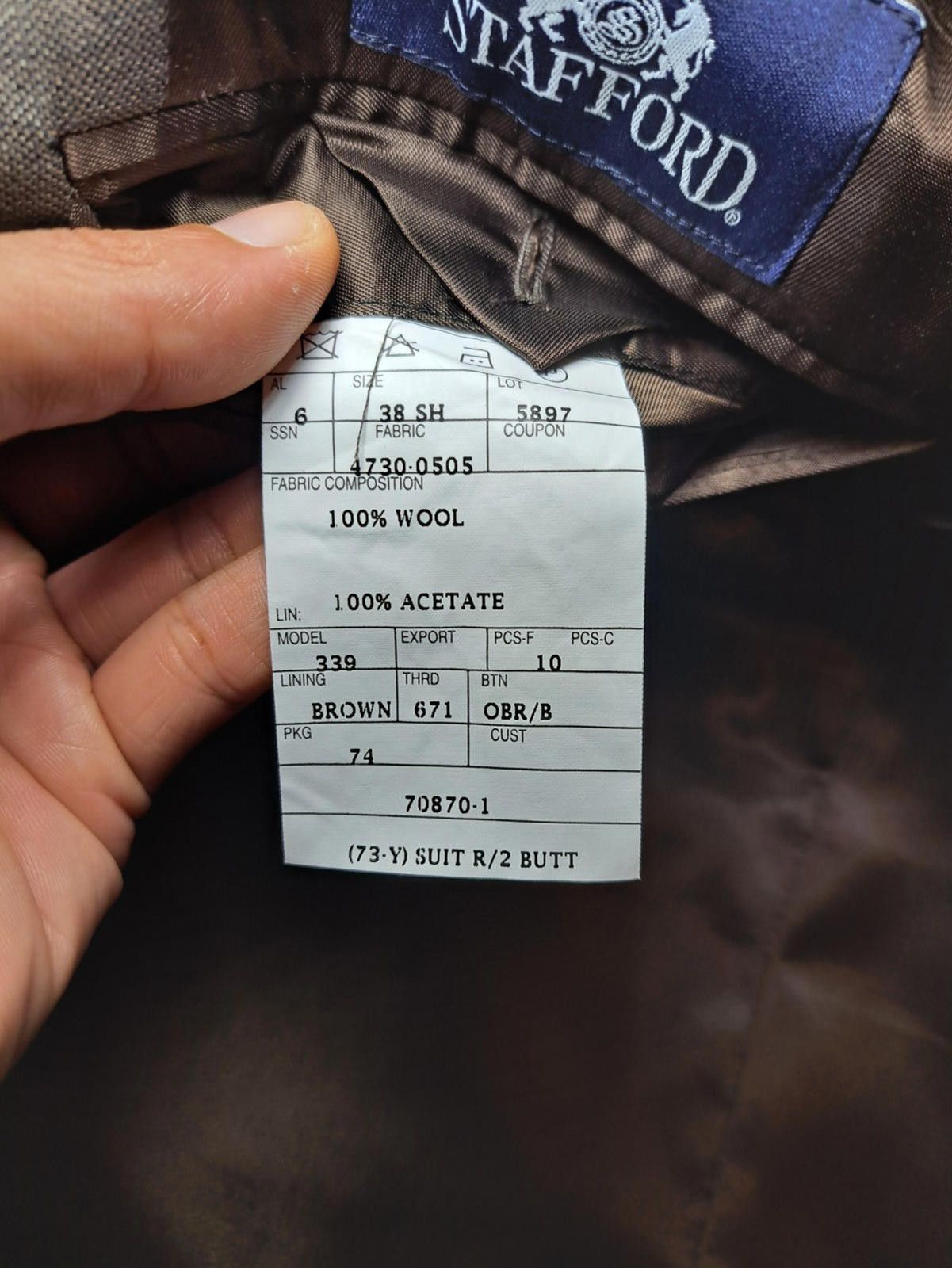 Stafford NEW Stafford Sport Coat Mens 38S Brown Super 100's Wool Size 38S - 9 Thumbnail