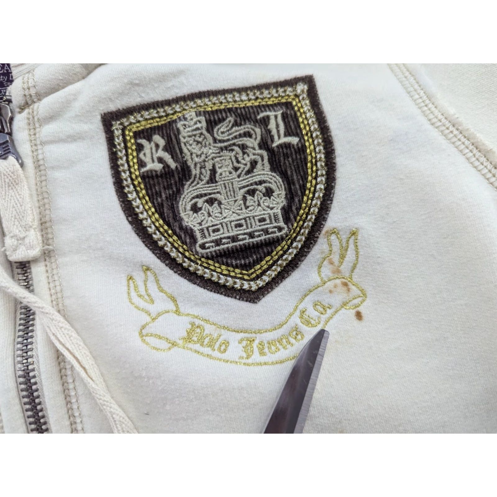 Vintage VINTAGE Polo Jeans Co. Crest Logo Womens Hoodie M White Zip Up | Shirt? Size M / US 6-8 / IT 42-44 - 2 Thumbnail