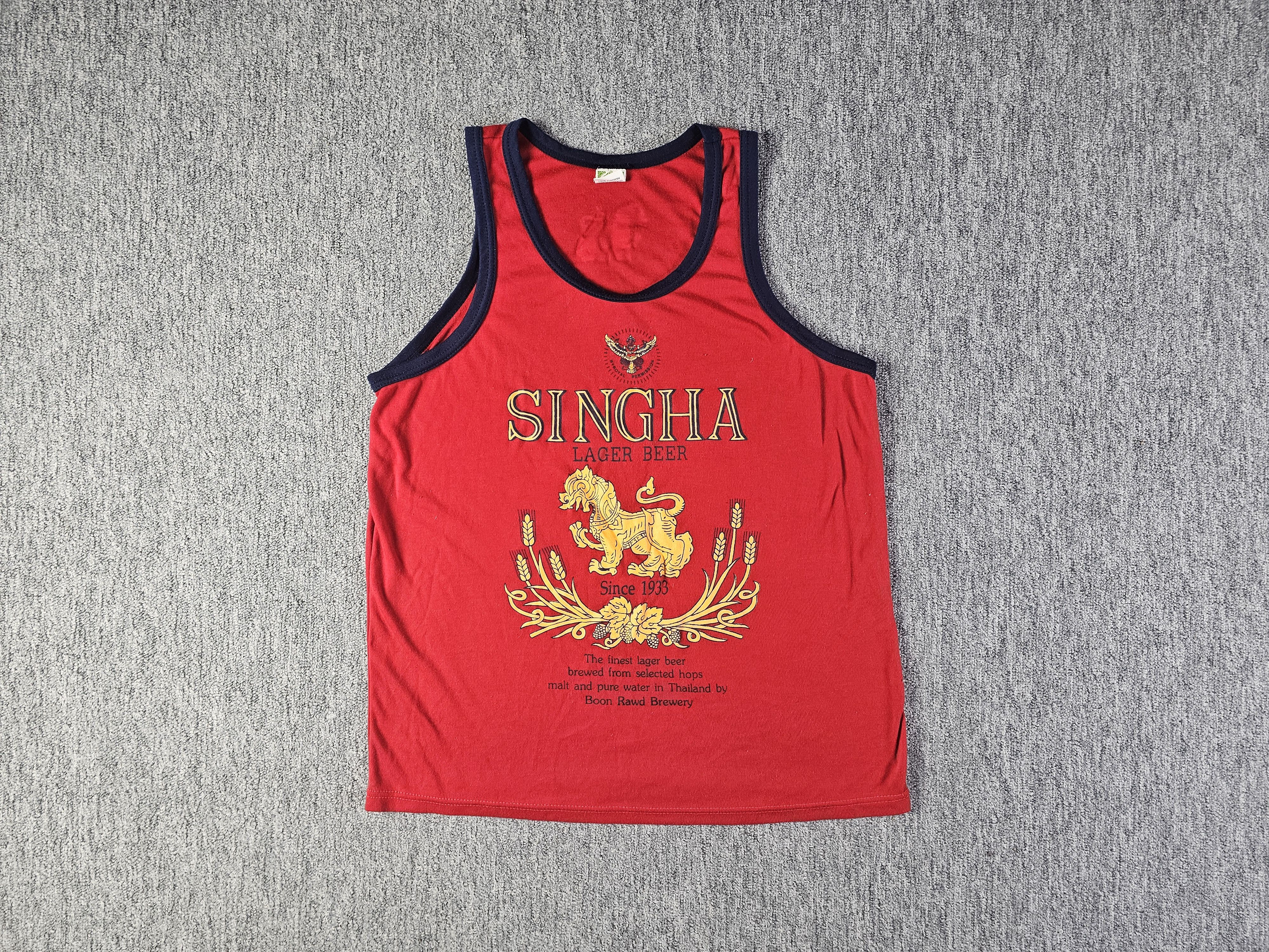 Other Vintage 90s Singha Beer Thailand Promo Tank Top Red Cotton L Size US L / EU 52-54 / 3 - 4 Thumbnail