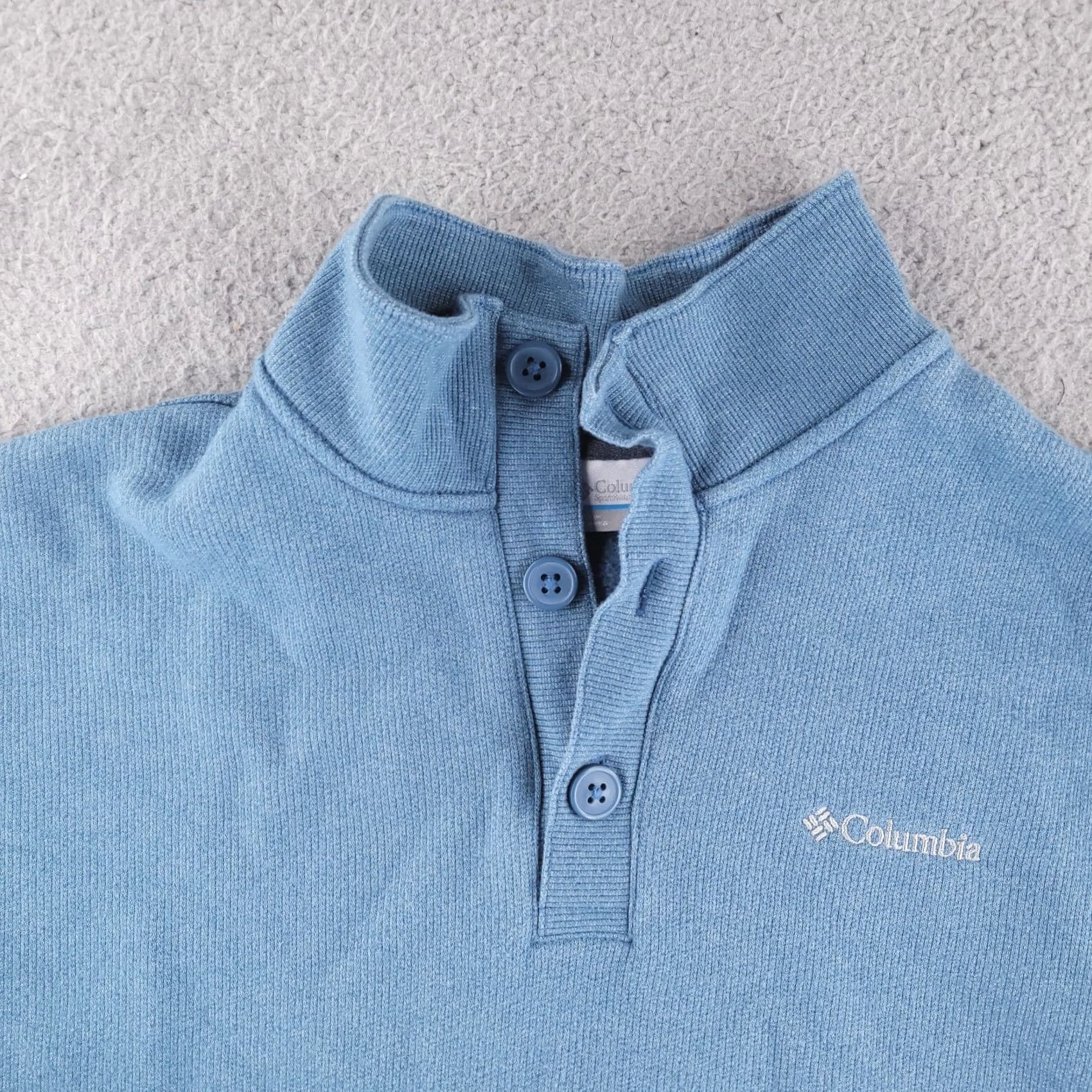 Vintage Columbia Sweatshirt Mens Large Blue Henley Knit Pullover Sweater Size US L / EU 52-54 / 3 - 5 Thumbnail