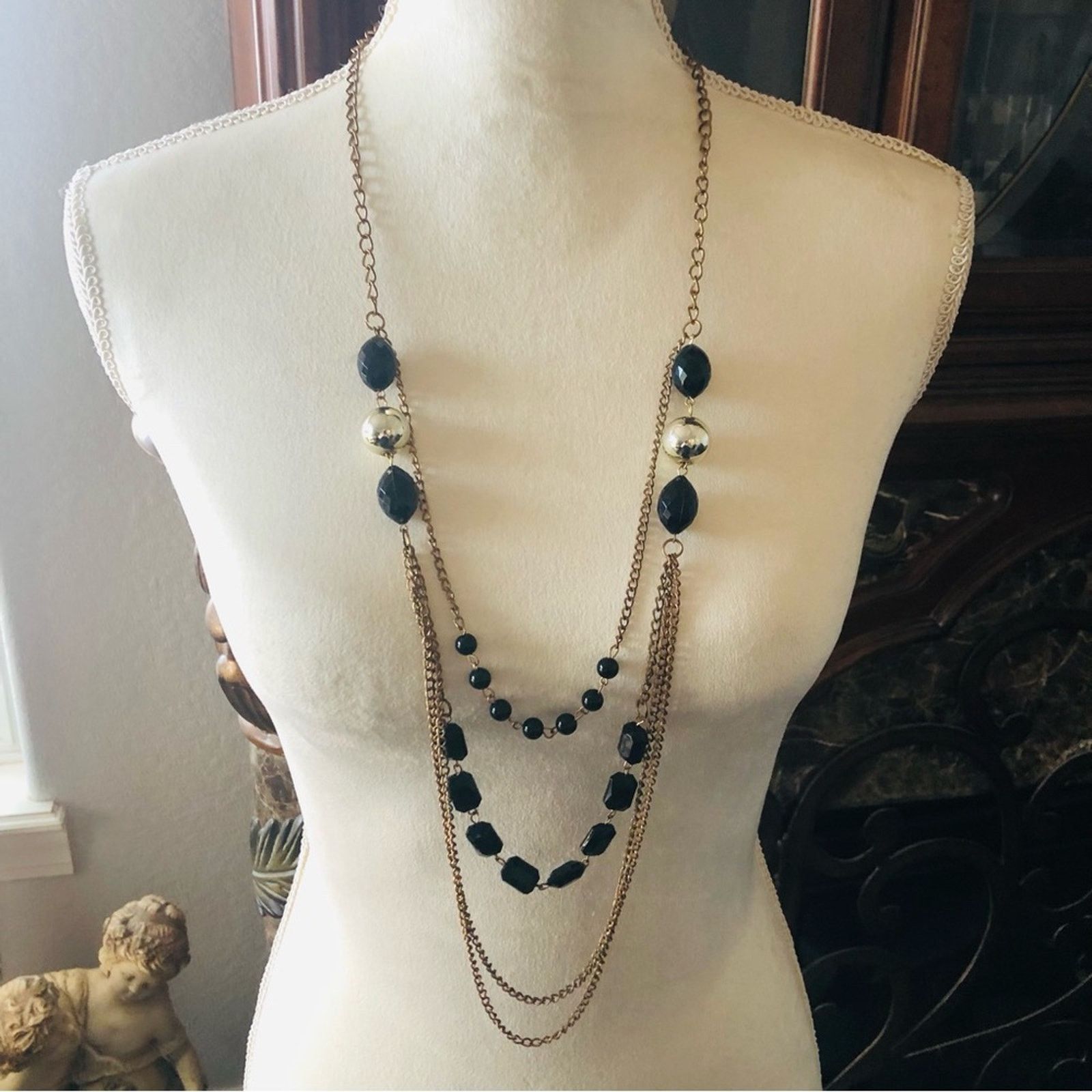 Jewelry Brass tone beaded chain necklace Size ONE SIZE - 2 Thumbnail