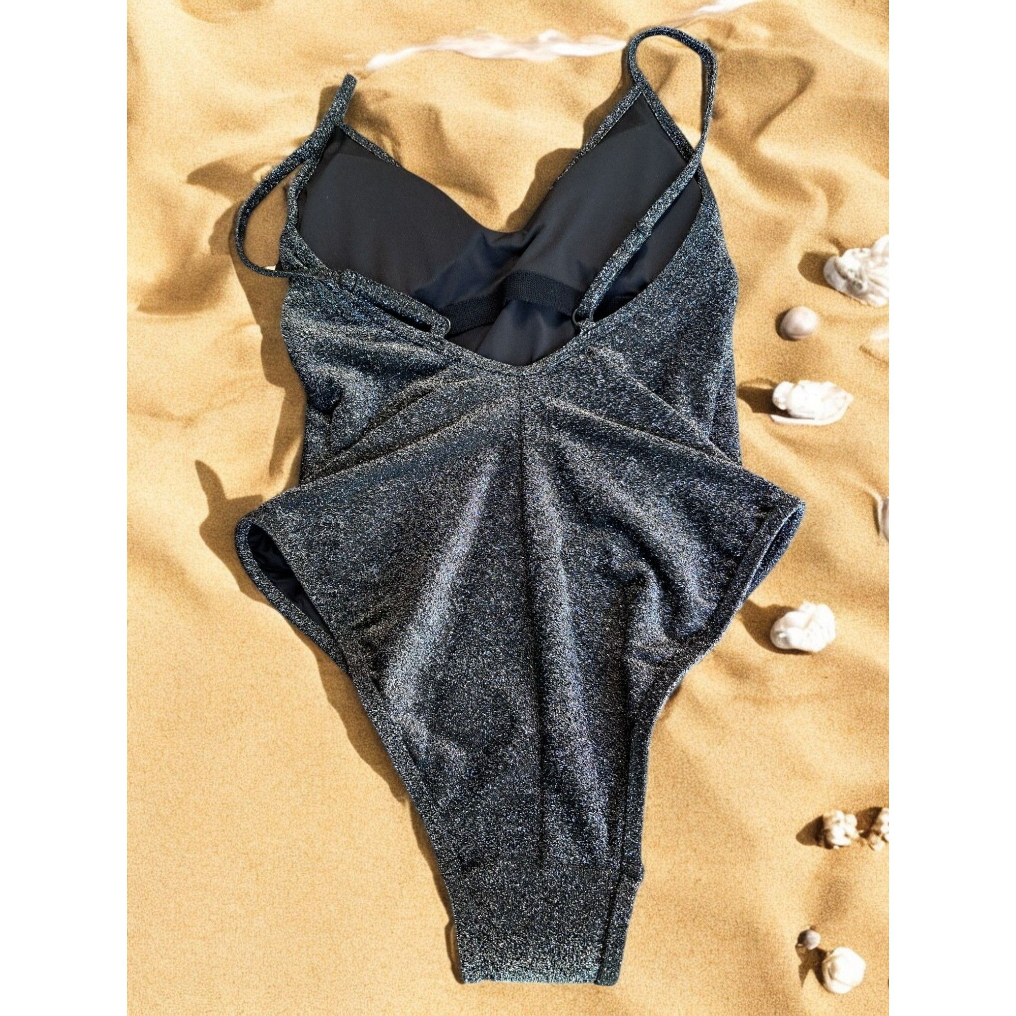 Other Love & Sports Women's Amalfi Metallic V-Neck One-Piece Swims Size S / US 4 / IT 40 - 2 Thumbnail