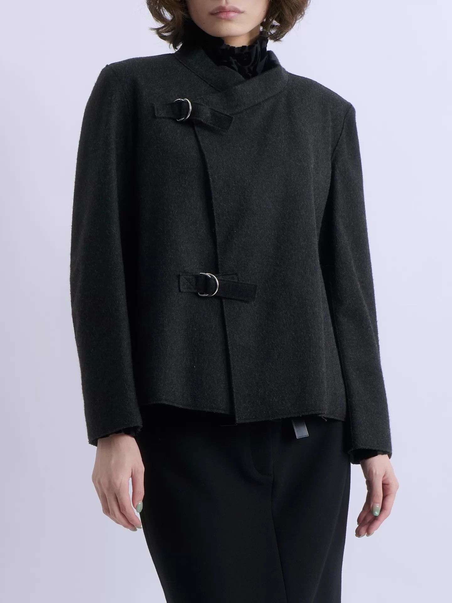 Jil Sander JIL SANDER Asymmetric Wool-Cashmere Short German Short Jkt Size XS / US 0-2 / IT 36-38 - 1 Thumbnail