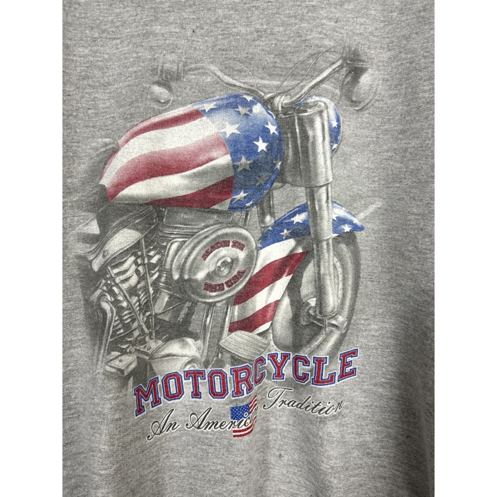 Hanes Hanes Mens Medium Crewneck Sweater Long Sleeve Pullover Americana Motorcycle Gray Size US M / EU 48-50 / 2 - 3 Thumbnail