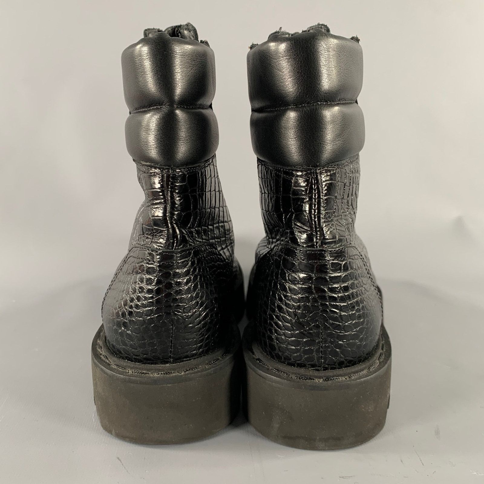 Aquatalia AQUATALIA Size 11 Black Leather Croc Embossed Zip Up Boots Size US 11 / IT 41 - 3 Thumbnail