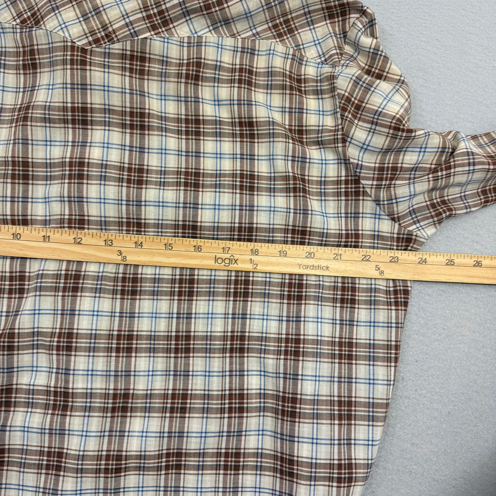 Vintage Vintage JCPenney Shirt Men's Large Brown Plaid Paper Thin Size US L / EU 52-54 / 3 - 9 Thumbnail