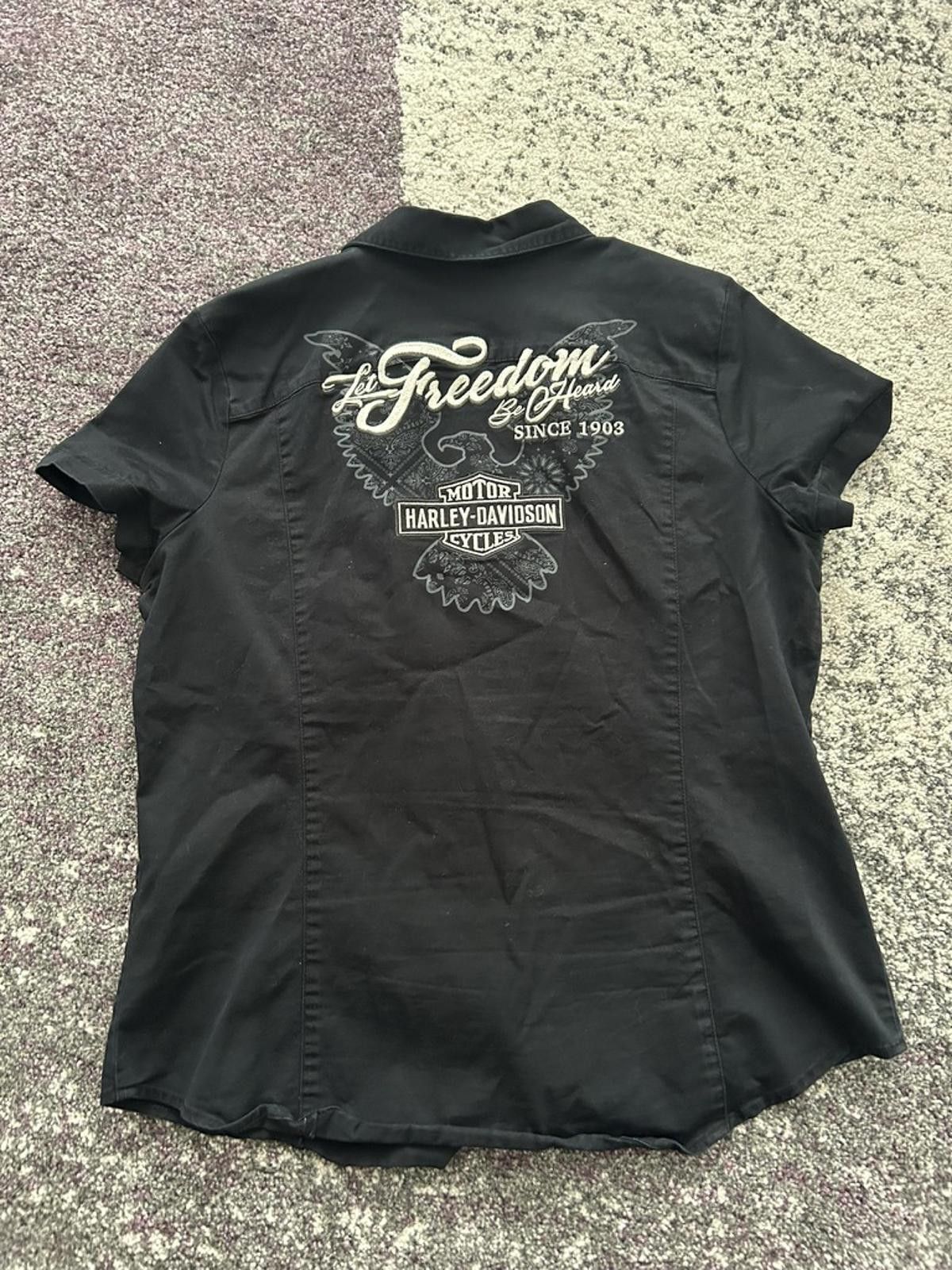 Harley Davidson Harley-Davidson Women's "Freedom Be Heard" Zip Short Sleeve Size M / US 6-8 / IT 42-44 - 3 Thumbnail