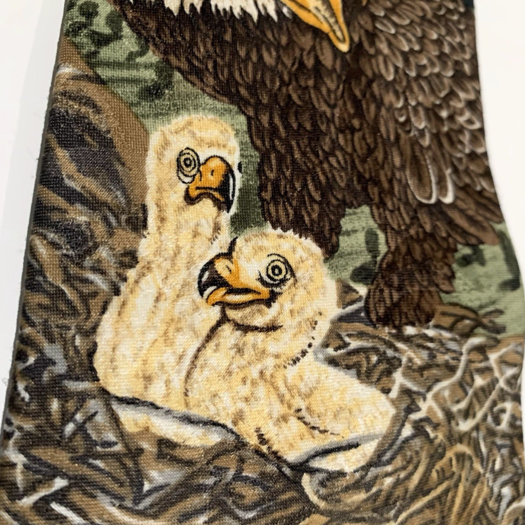 Vintage VINTAGE Bald Eagle Mens Tie 1995 Marc Dennis Master Of The Sky Birds Nest Patriotic USA Size ONE SIZE - 3 Thumbnail