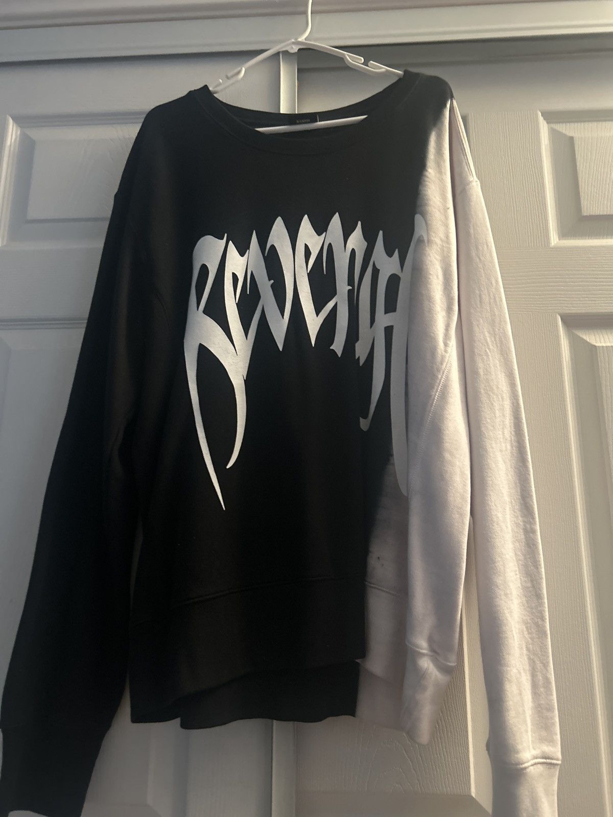 image of Revenge Split Dyed Arch Logo Crewneck in Black, Men's (Size XL)