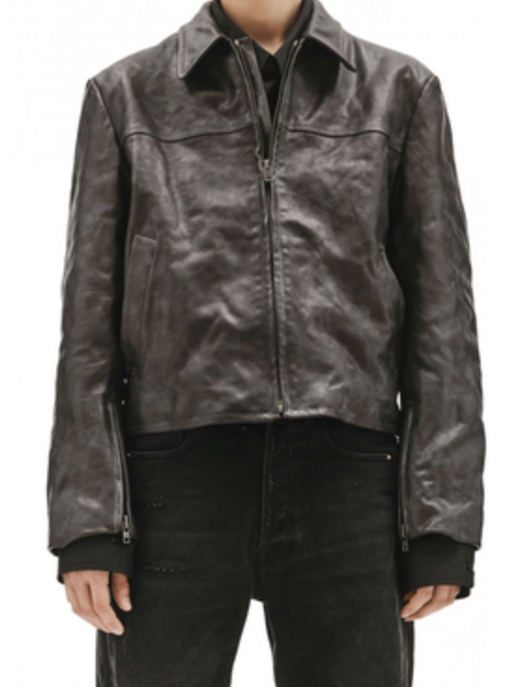 Balenciaga 🔥RUNWAY🔥2021 Unifit Dirty Leather Jacket Size US L / EU 52-54 / 3 - 4 Thumbnail