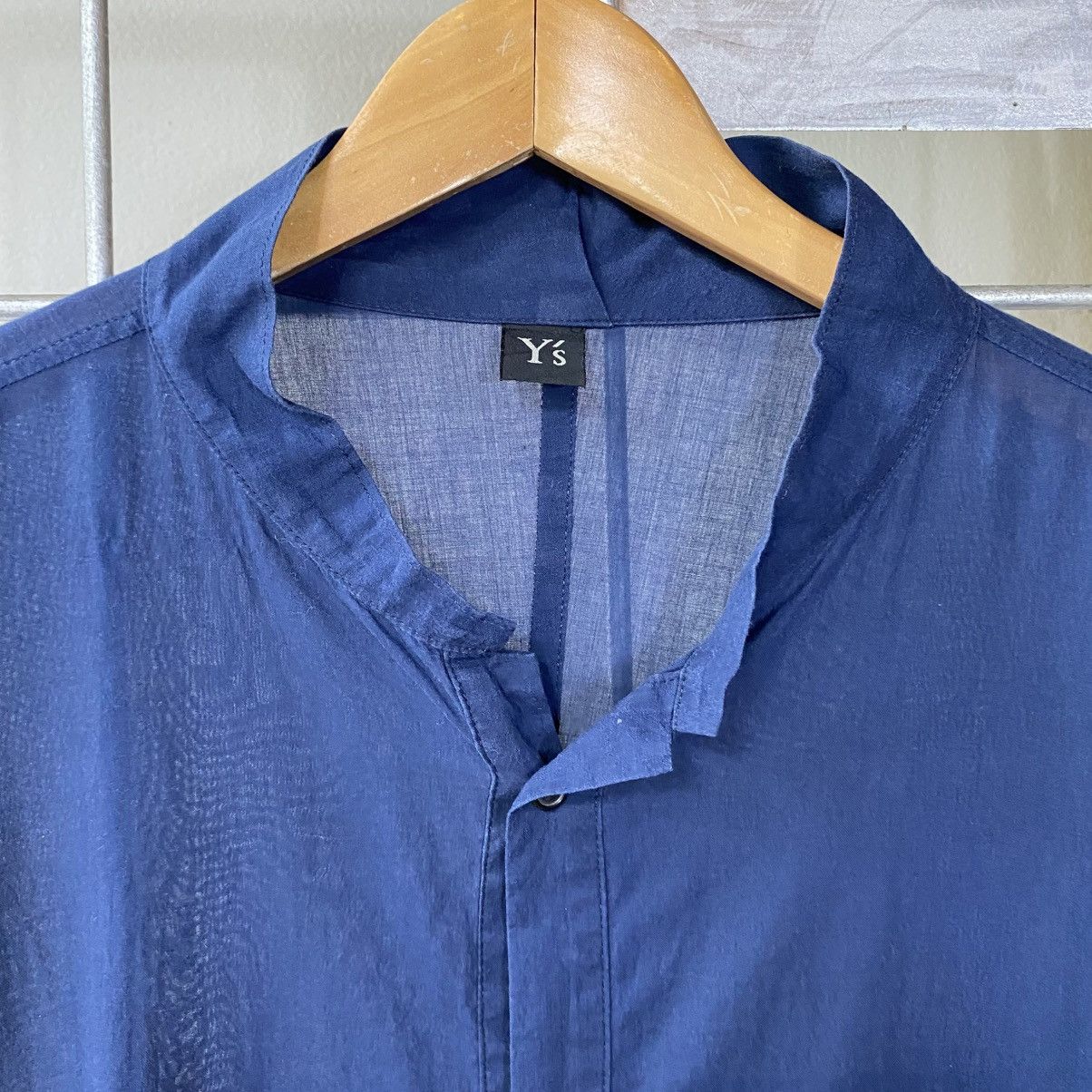 Y's Y’s Navy Stand Collar Shirt Size US XL / EU 56 / 4 - 5 Thumbnail