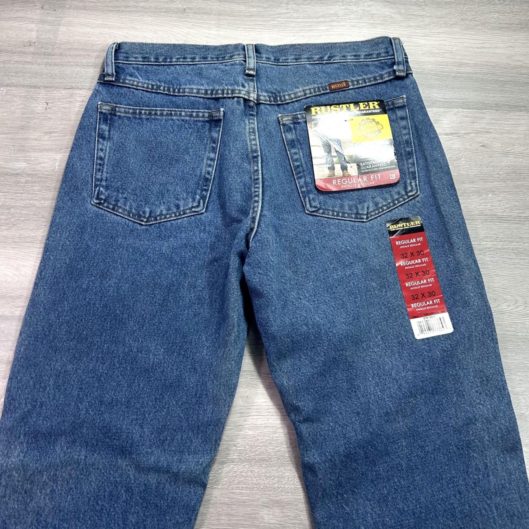 Denime Rustler Jeans Mens 32x30 Blue Regular Straight Leg 100% Cotton Denim 5-Pocket Jeans Size US 32 / EU 48 - 3 Thumbnail