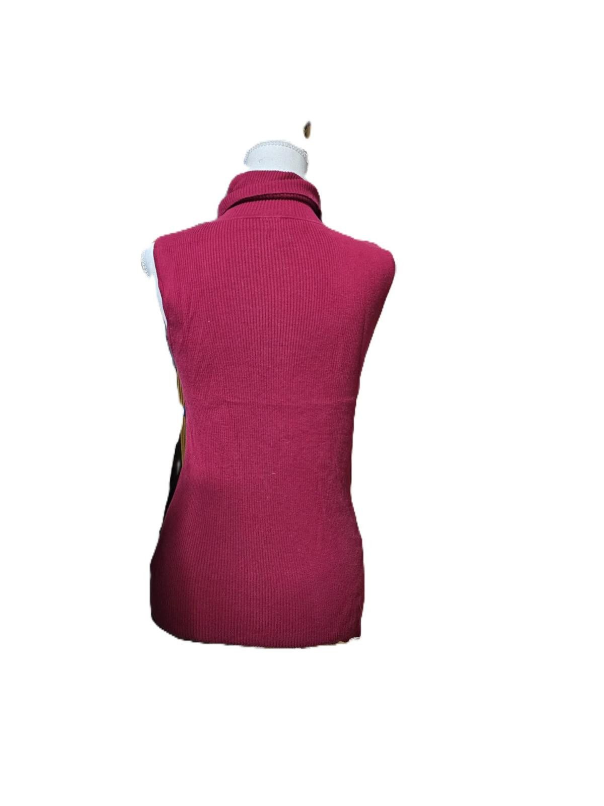 Apt. 9 Apt. 9 Burgundy Ribbed Sleeveless Turtleneck Sweater Size M / US 6-8 / IT 42-44 - 3 Thumbnail