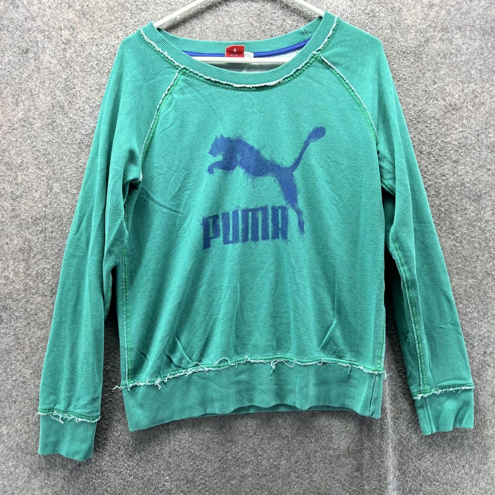 Puma PUMA Sweatshirt Womens Large Green Raglan Logo Crewneck Pullover Top Size L / US 10 / IT 46 - 2 Thumbnail