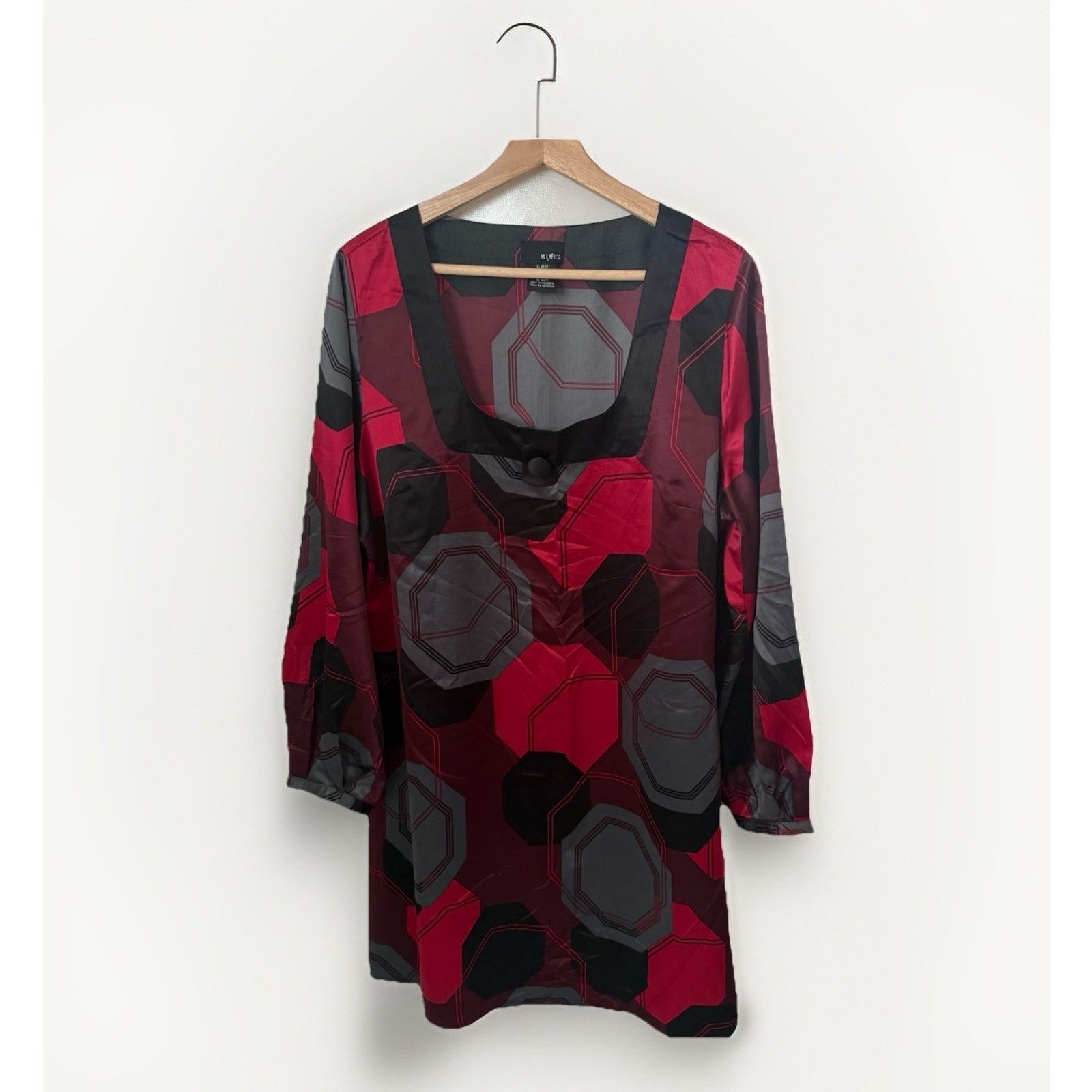 Other Mixit Sheath Dress Black Red Geometric Baby Doll Satin XL Size XL / US 12-14 / IT 48-50 - 1 Thumbnail