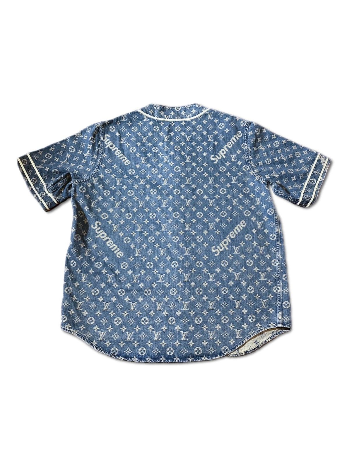 Louis Vuitton × Supreme Louis Vuitton X Supreme XS baseball Jersey Denim Monogram Size US XS / EU 42 / 0 - 2 Thumbnail