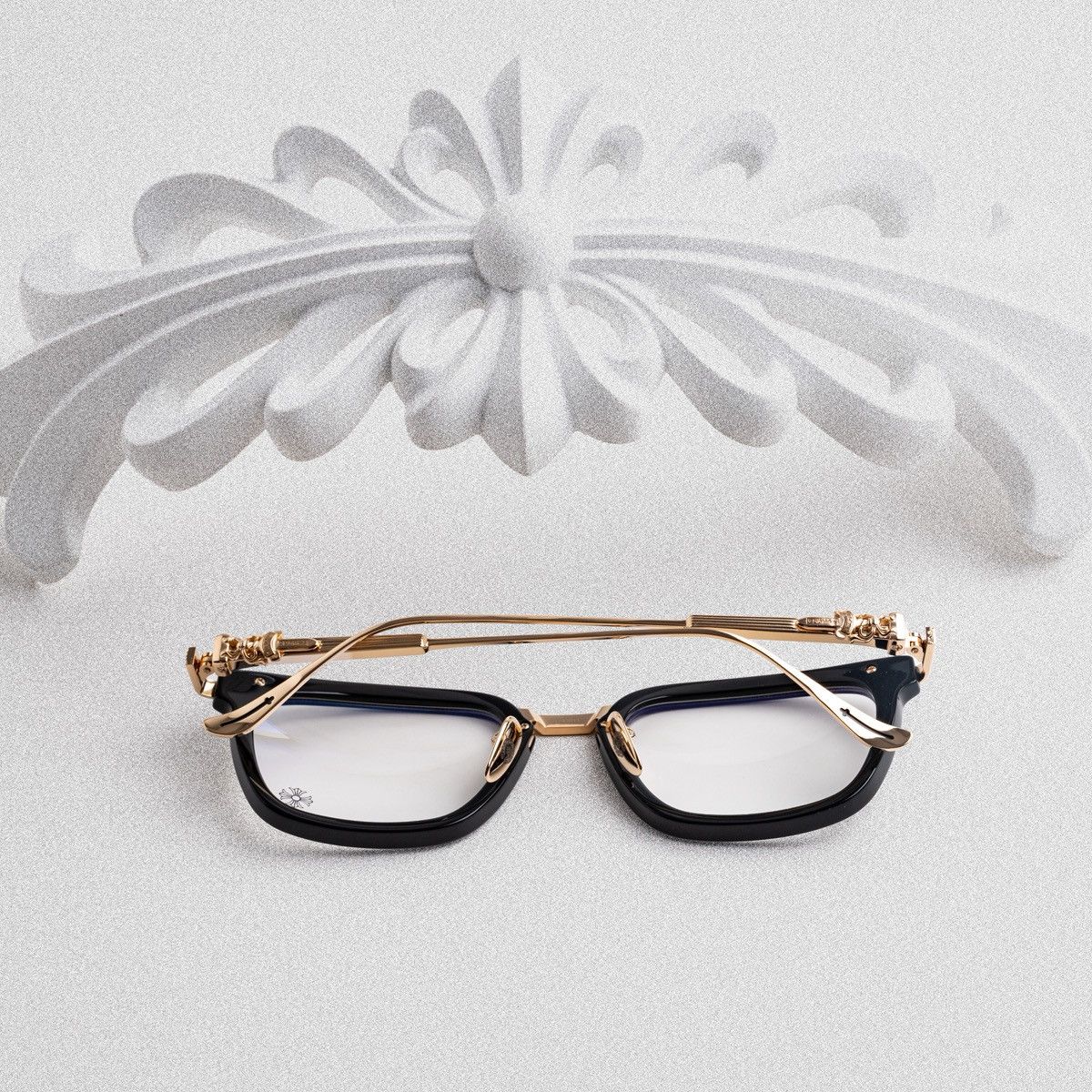 Chrome Hearts CHROME HEARTS OVERPOKED BLACK-PLASTIC / GOLD PLATED GLASSES Size ONE SIZE - 7 Thumbnail