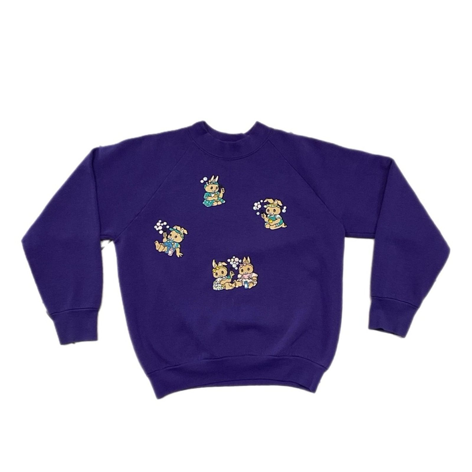 Fruit Of The Loom Vintage Purple Bunny Graphic Sweatshirt Size S / US 4 / IT 40 - 1 Thumbnail