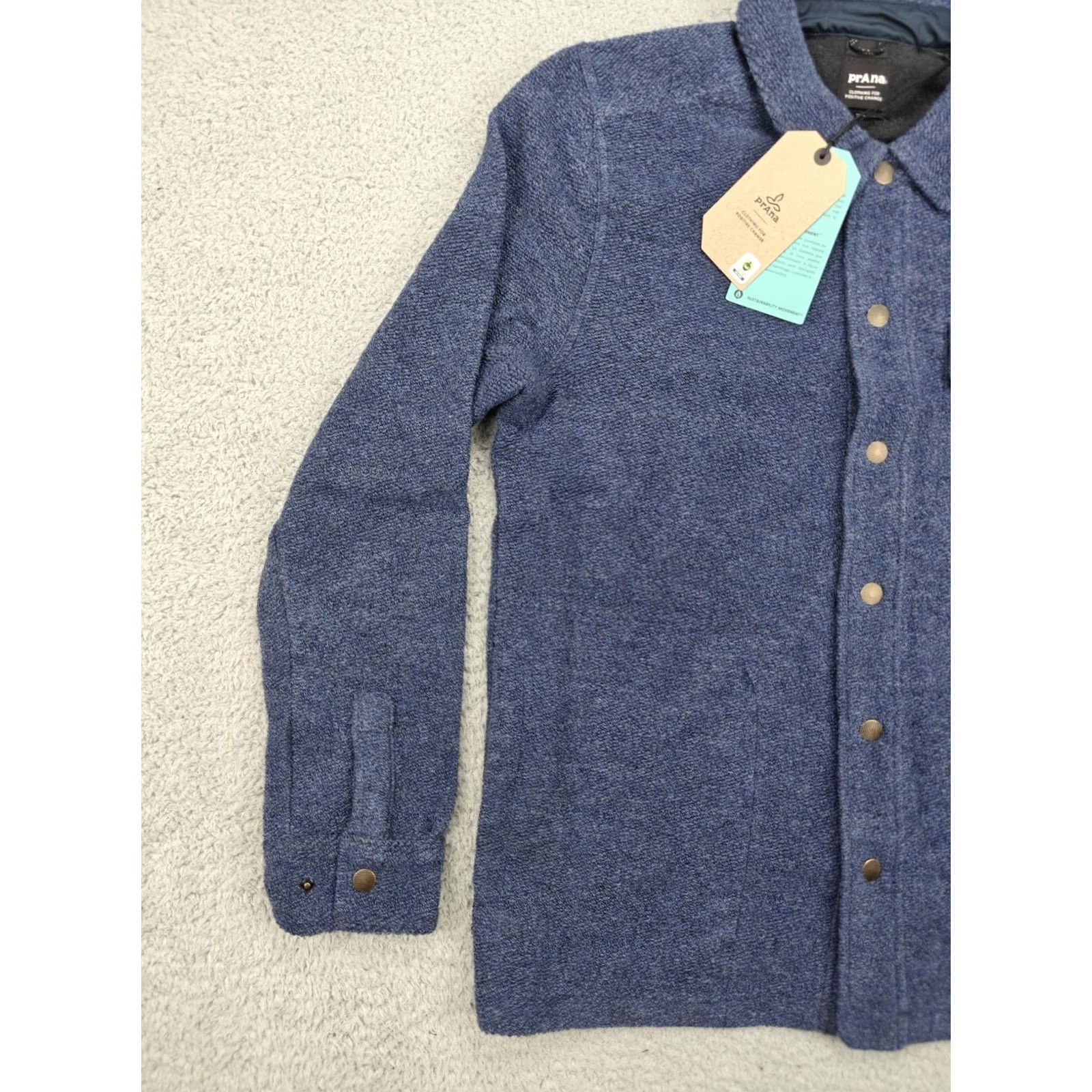 Prana prAna Jacket Mens Medium Blue Stormy Night Heather IncrediWool Overshirt Wool Size US M / EU 48-50 / 2 - 3 Thumbnail