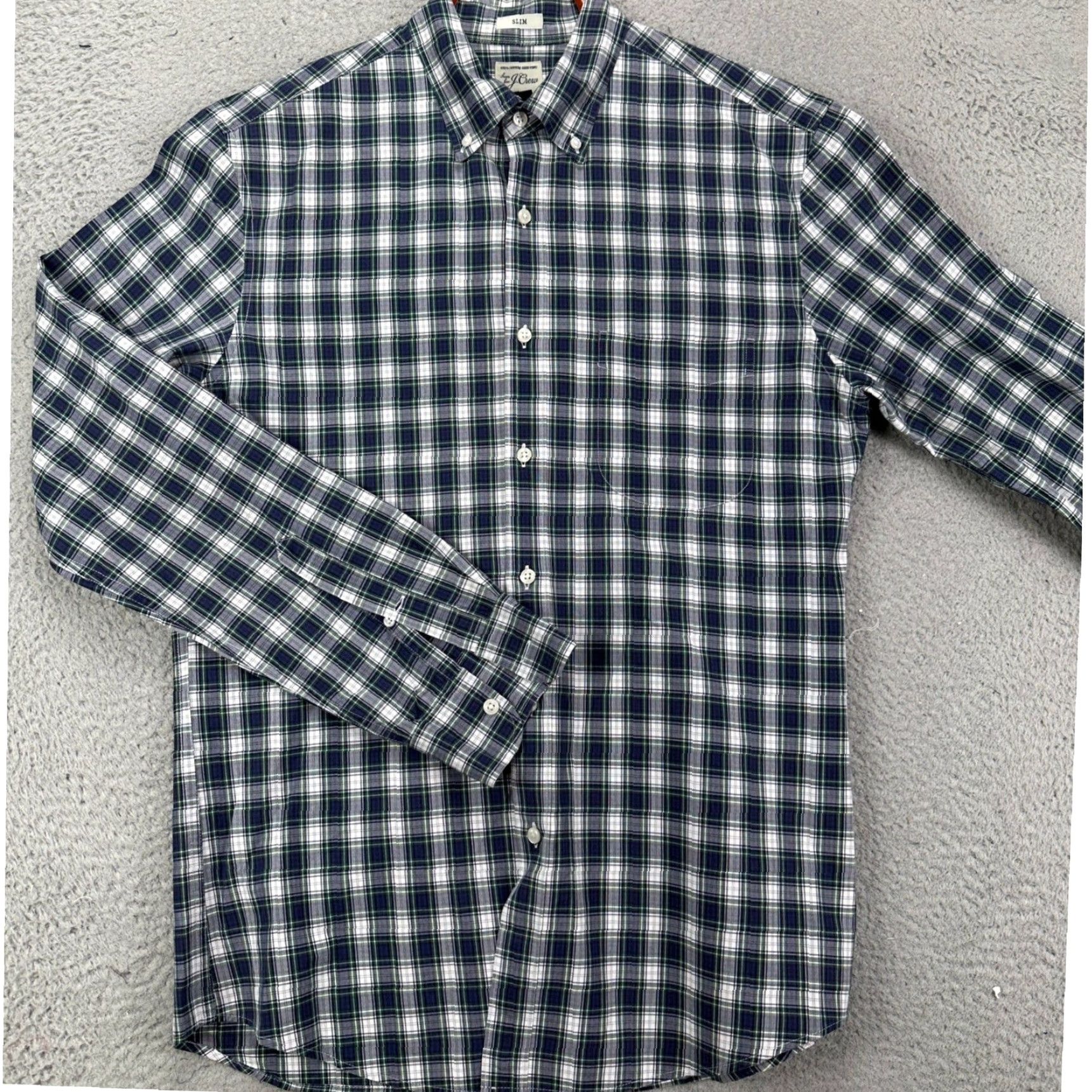J.Crew J.CREW Shirt Button-Down Mens Medium Blue Slim Plaid Cotton Pocket Long Sleeve Size US M / EU 48-50 / 2 - 2 Thumbnail