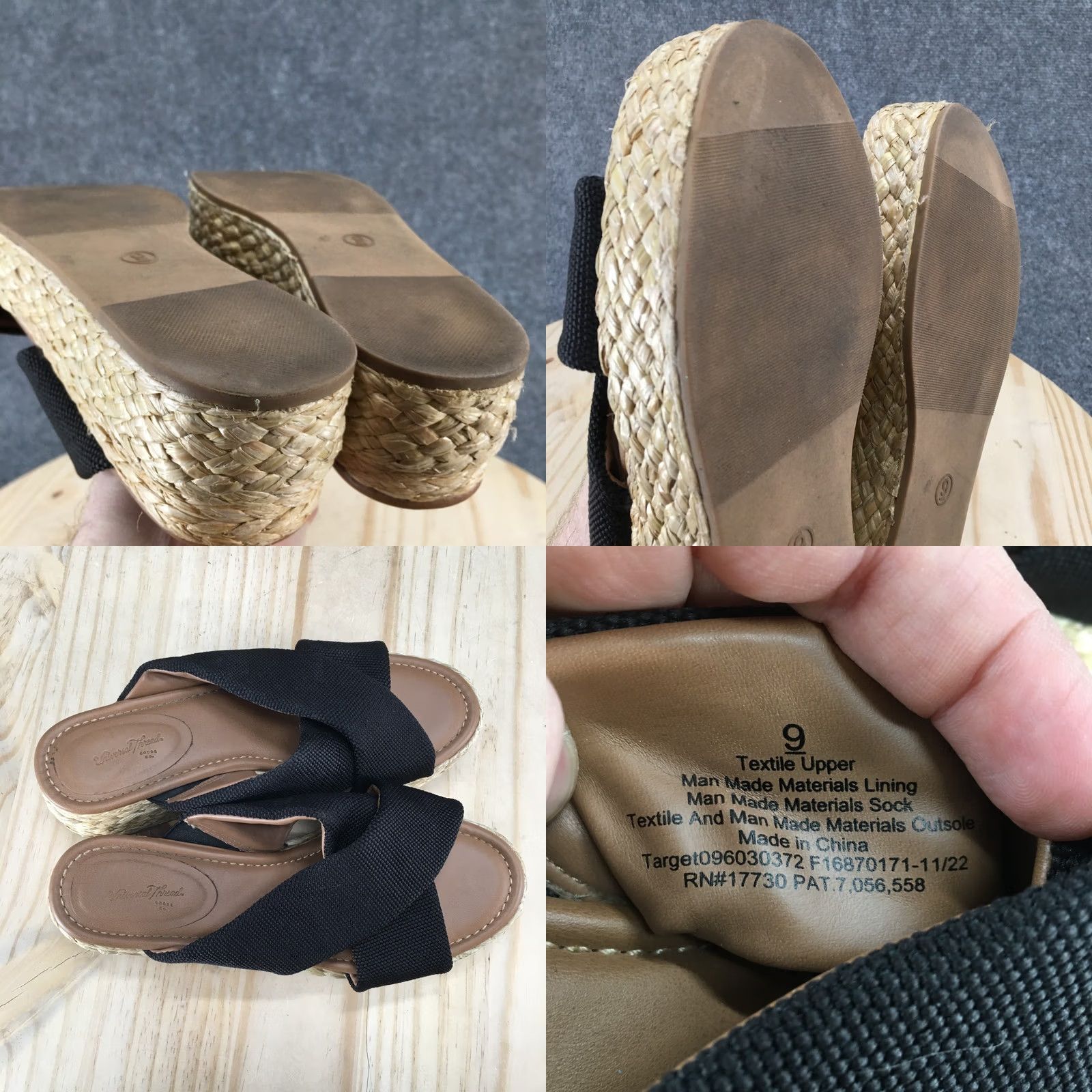 Vintage Universal Thread Sandals Womens 9 Platform Espadrille Brown Canvas Wedge Heels Size US 9 / IT 39 - 9 Thumbnail