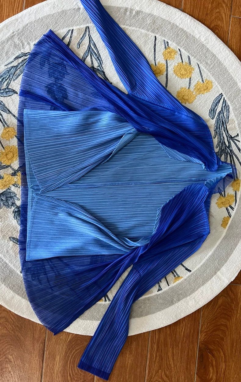 Issey Miyake Issey Miyake size:3 Blue pleated double-layered coat Size M / US 6-8 / IT 42-44 - 9 Thumbnail