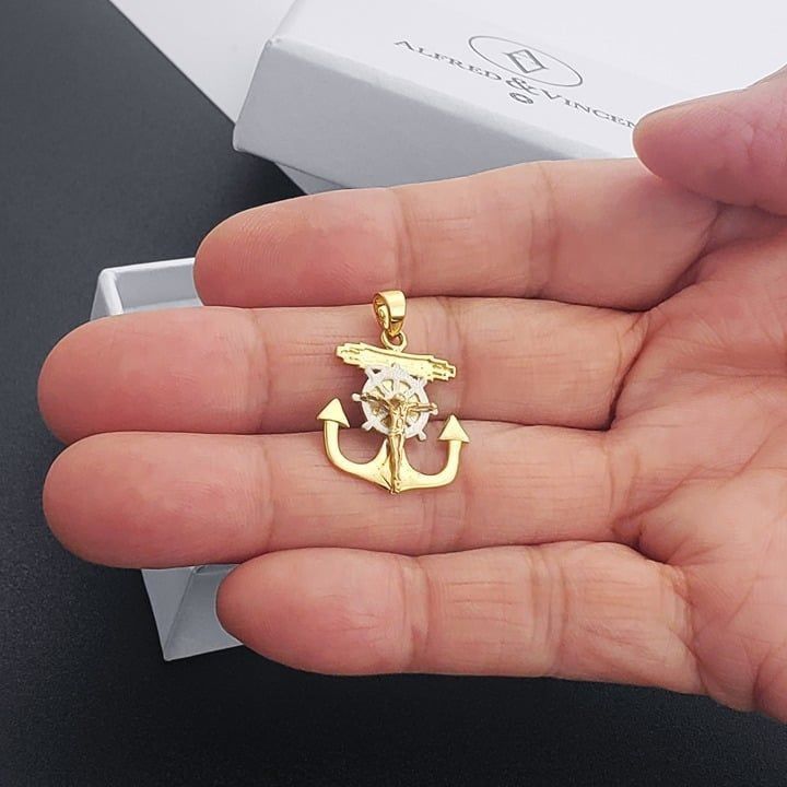 Other Anchor, Jesus Mariner's Cross Charm 14k 3-Tone Gold Pendant Size ONE SIZE - 4 Thumbnail