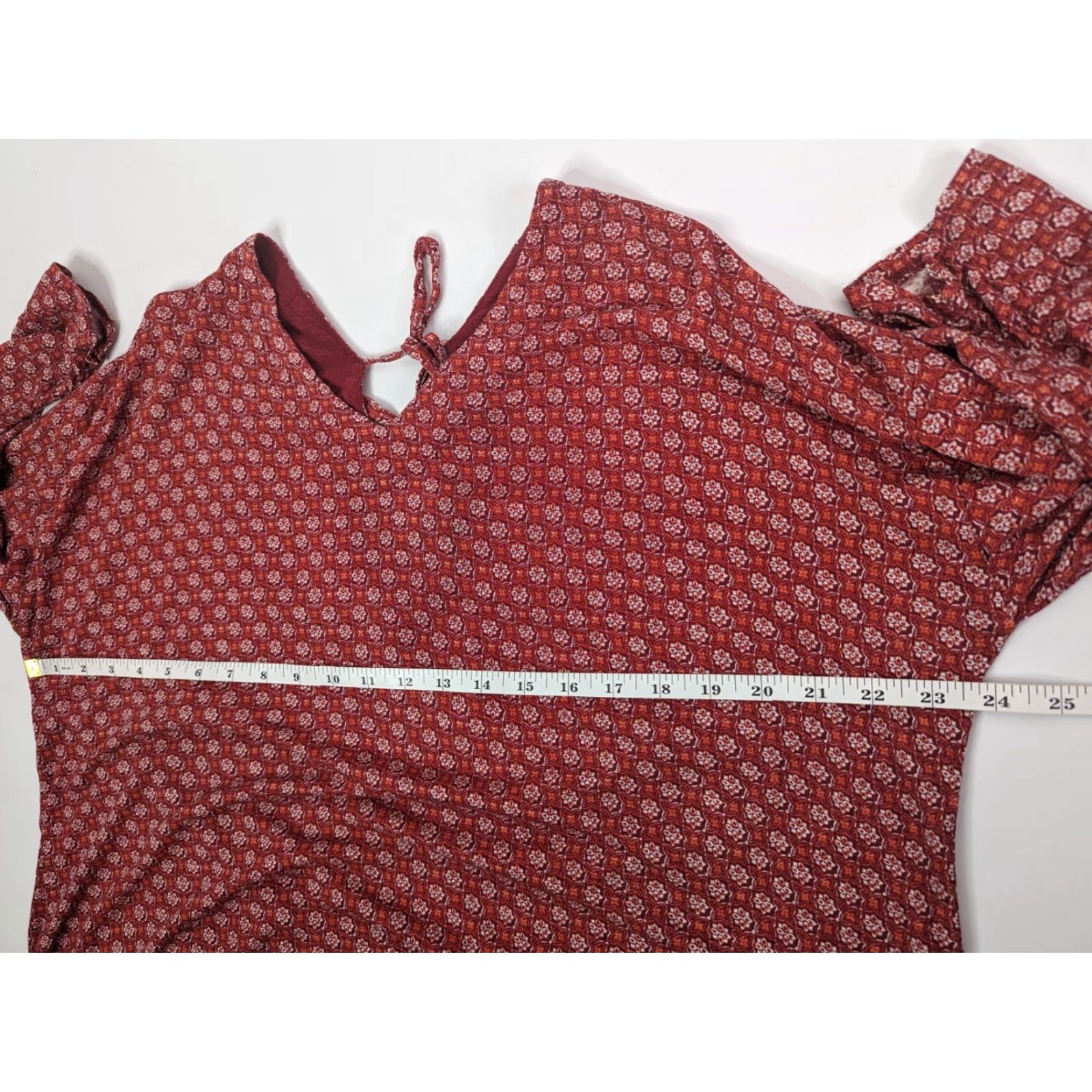 Lucky Brand Lucky Brand Womens Top Shirt Plus Size 2X Red Geometric Boho V-neck Viscose Blouse Size XXL / US 16-18 / IT 52-54 - 6 Thumbnail