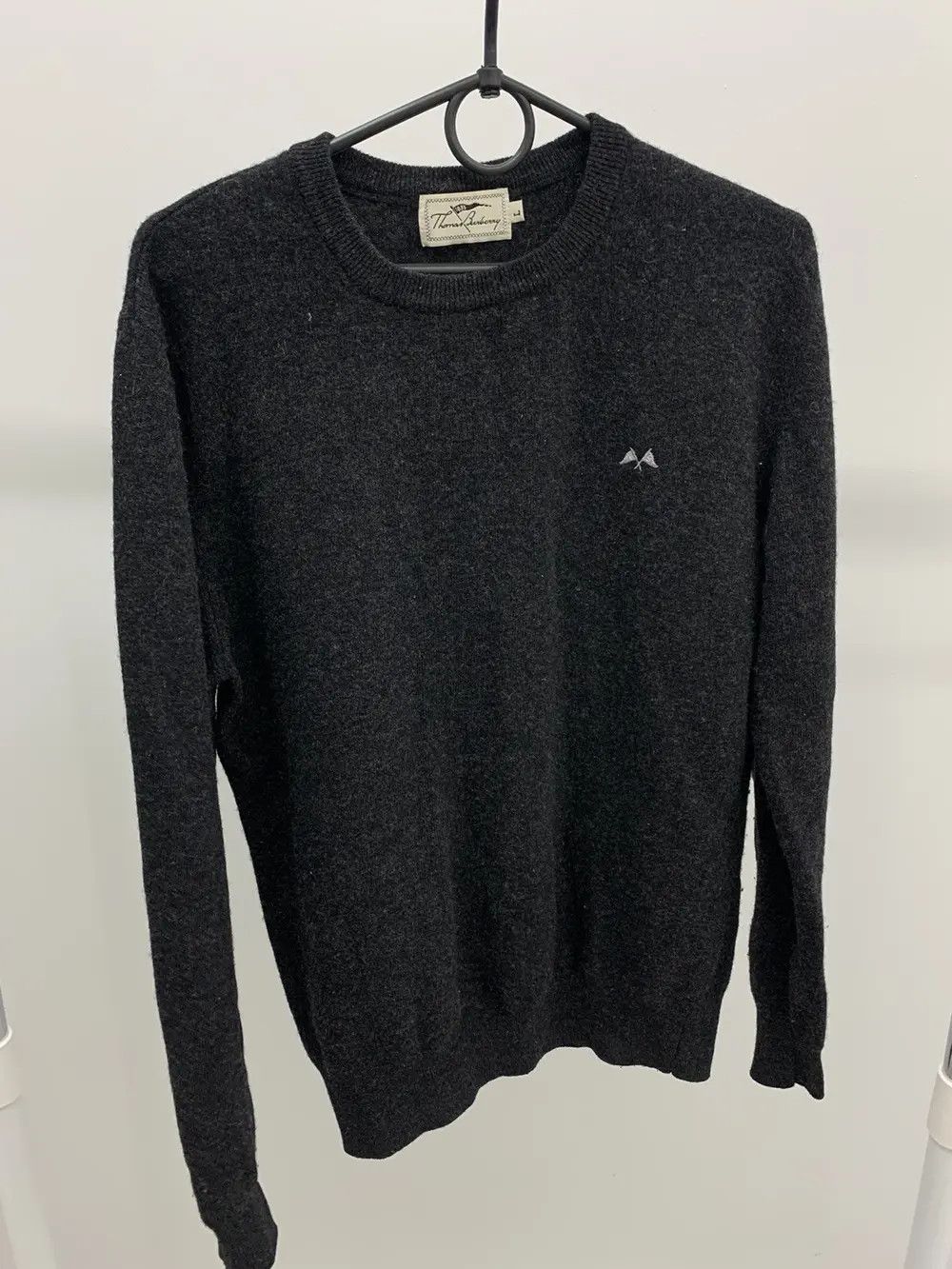 Burberry Thomas Burberry By Burberry Lambswool Sweater Black Size US L / EU 52-54 / 3 - 1 Thumbnail