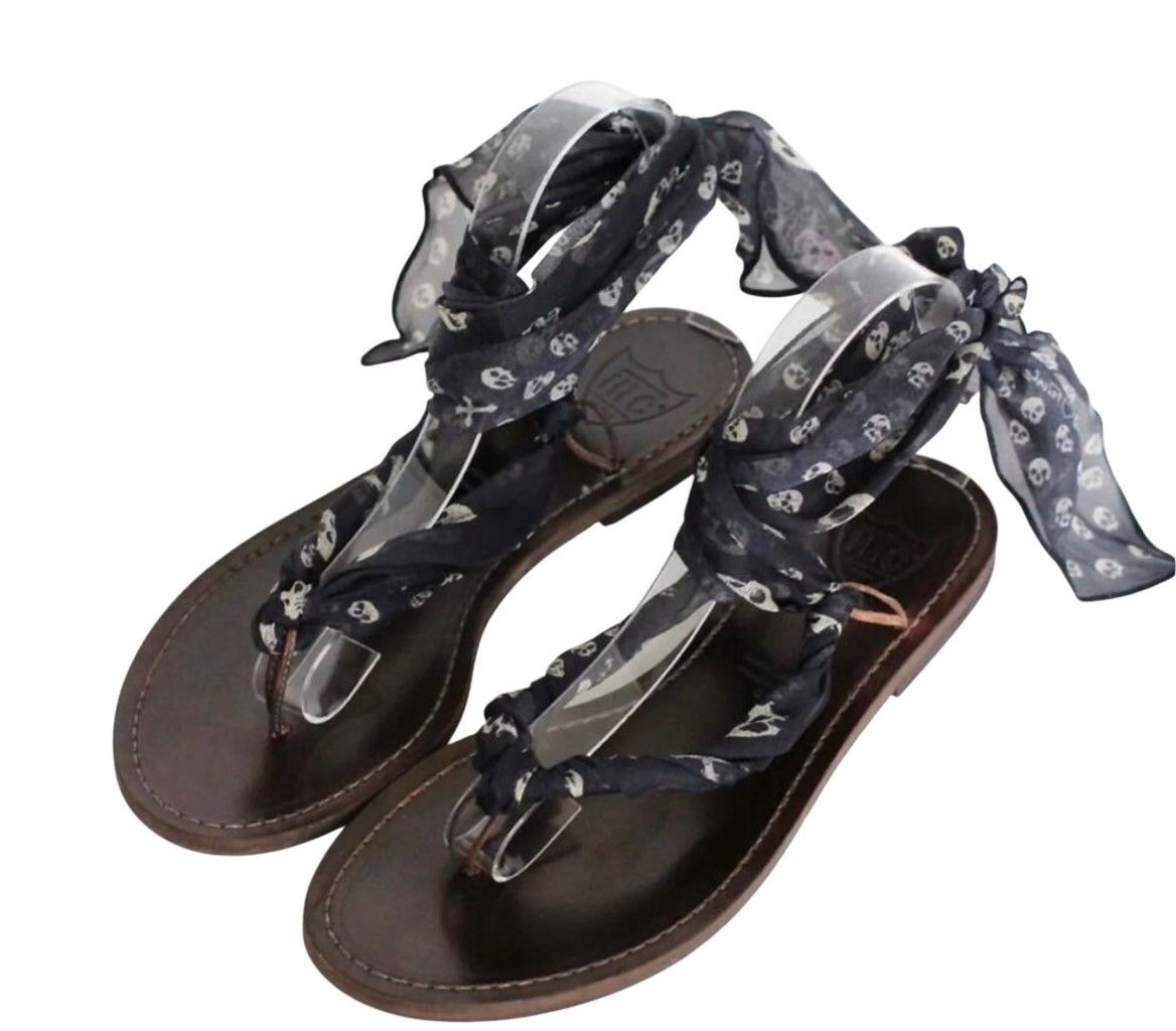 Vintage HTC Skull Scarf Sandals!! Rare Size US 6 / IT 36 - 1 Thumbnail
