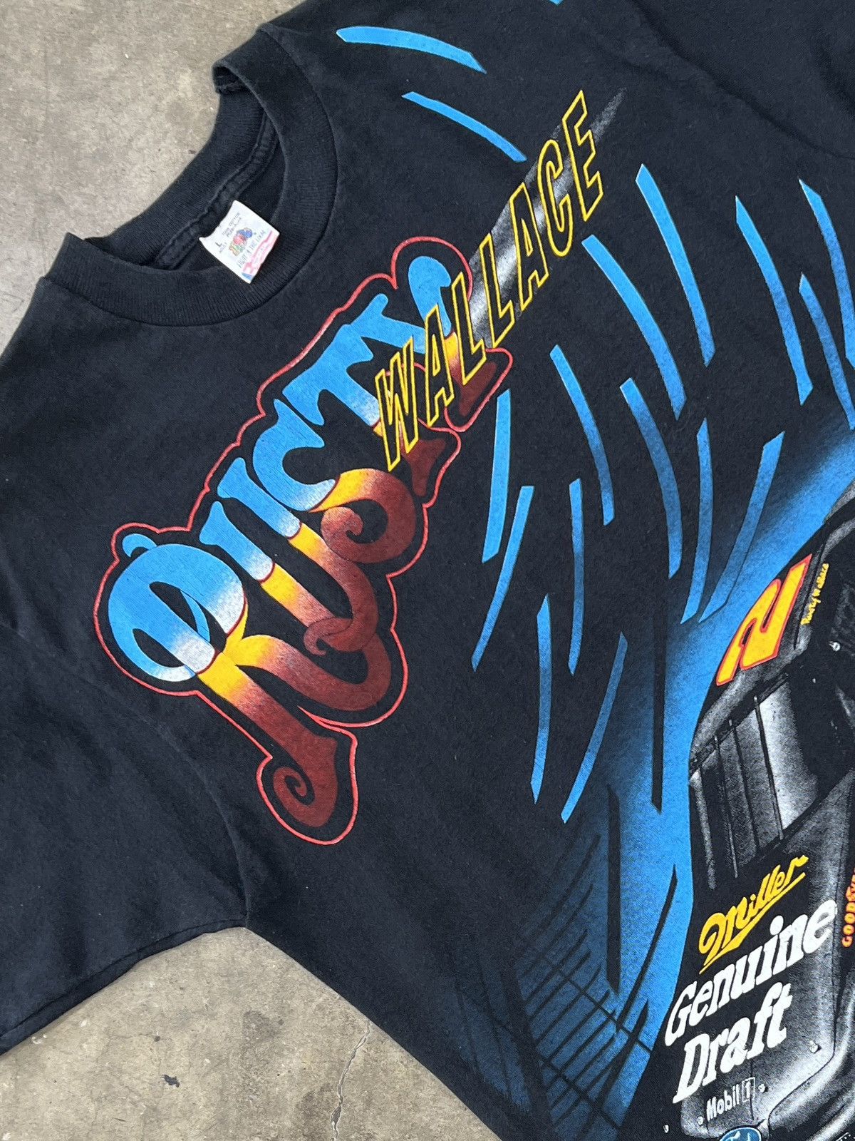 Vintage Rusty Wallace Kick Asphalt Takin Number Tee Large