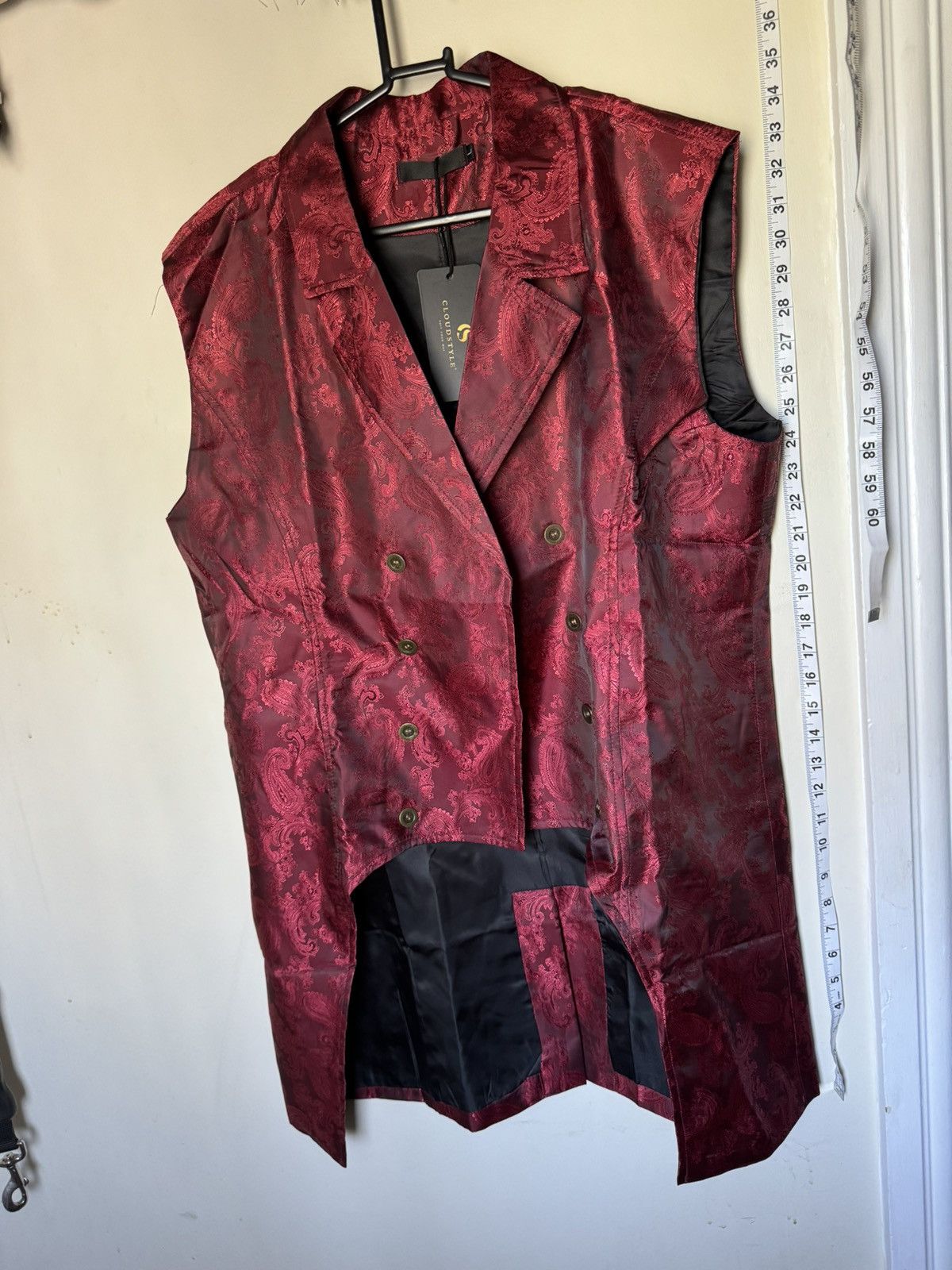Other Red Brocade Vest gothic vampire Size 44R - 3 Thumbnail