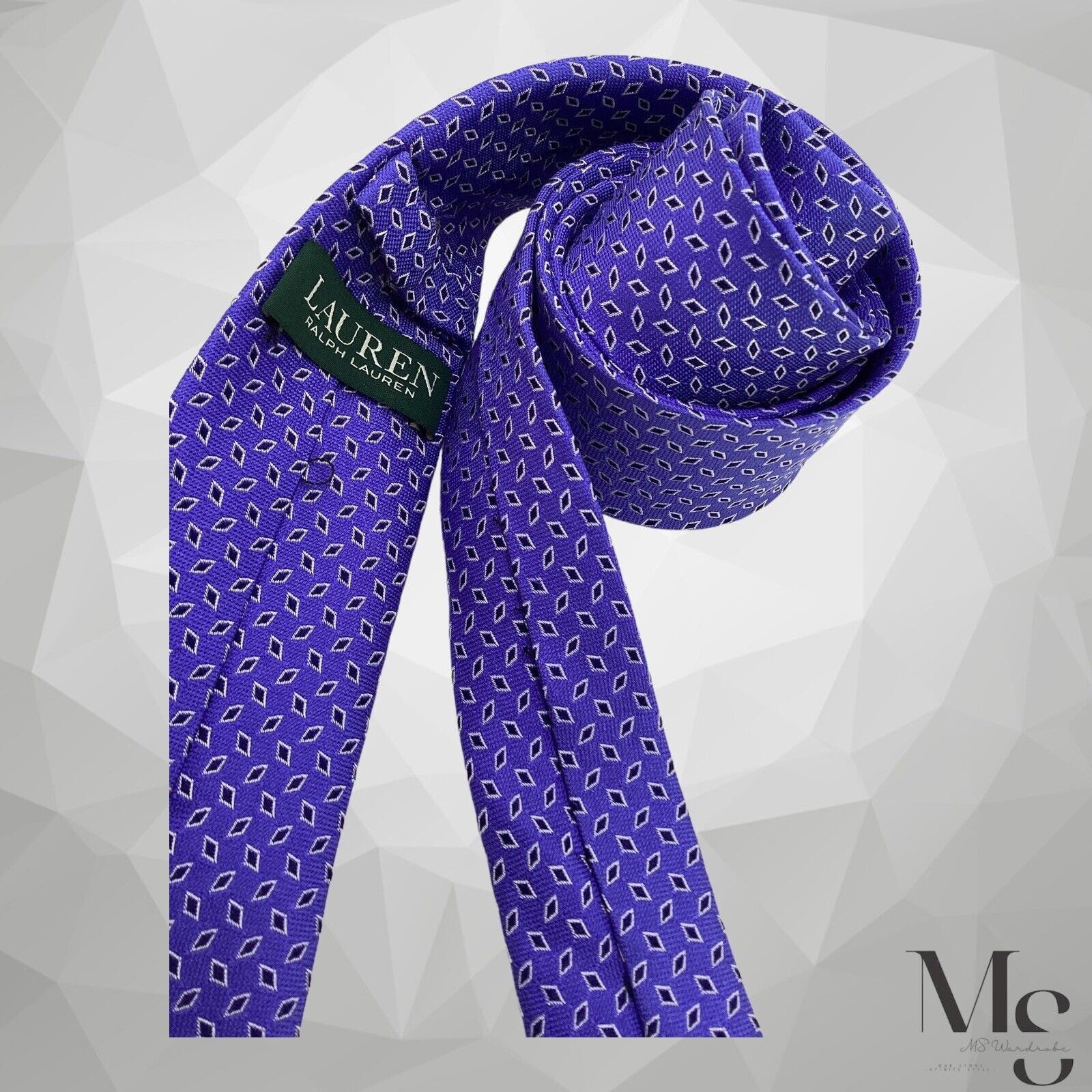 Lauren Ralph Lauren LAUREN RALPH LAUREN Blue Geometric Silk Tie W: 2.5" EX COND Size ONE SIZE - 3 Thumbnail