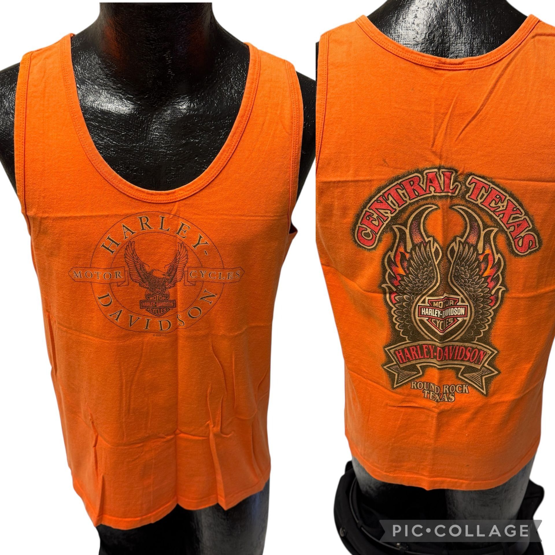 Harley Davidson Motorcycle Tank Top Round Rock TEXAS Front Back Muscle Shirt Size US M / EU 48-50 / 2 - 1 Thumbnail
