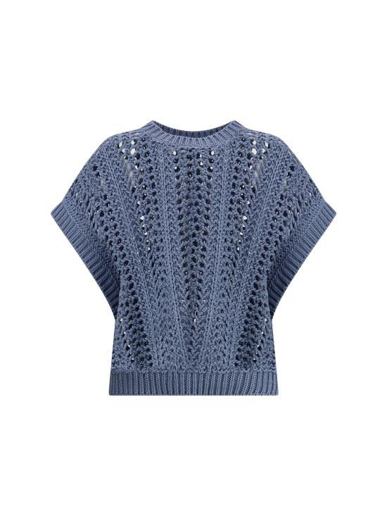 Brunello Cucinelli BRUNELLO CUCINELLI Women Sweater M8E389100 C2886 BLUE Size M / US 6-8 / IT 42-44 - 1 Thumbnail