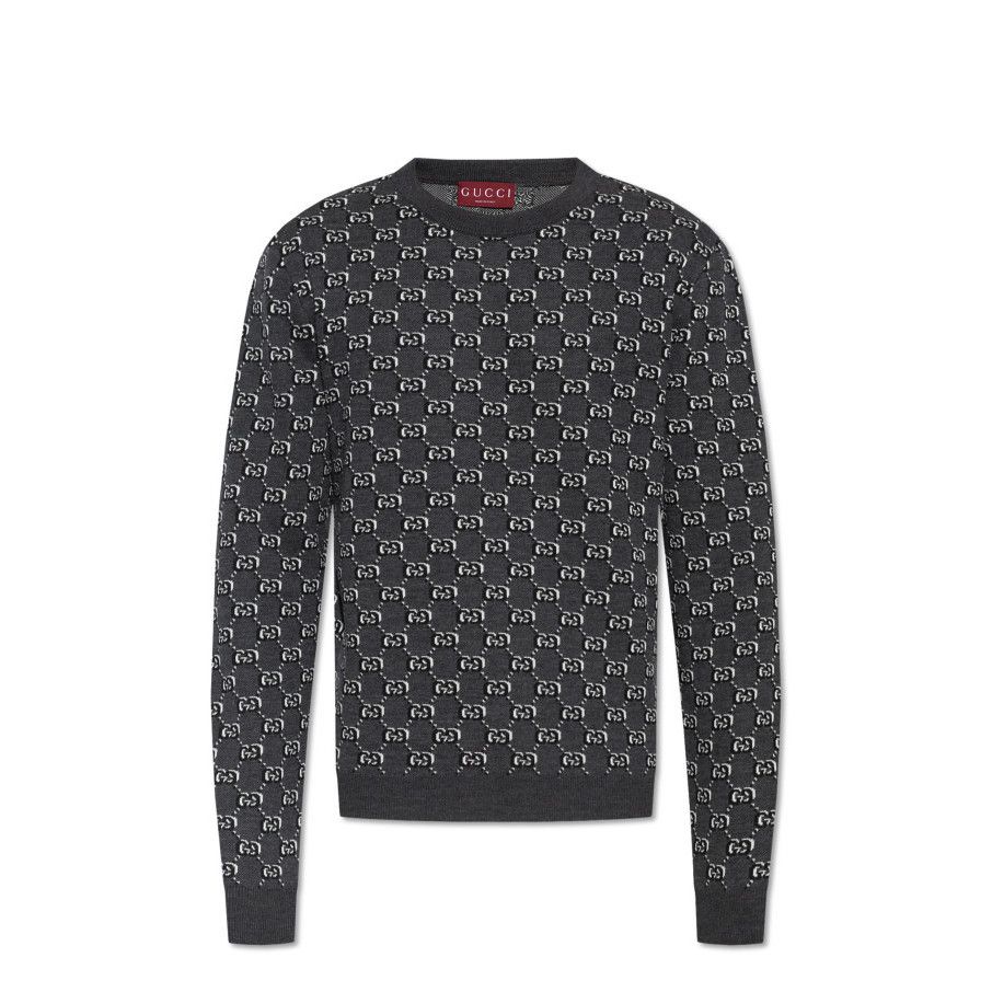 Gucci GUCCI GG Pattern Gray Wool Sweater New & Authentic (Men's si Size US XL / EU 56 / 4 - 1 Preview
