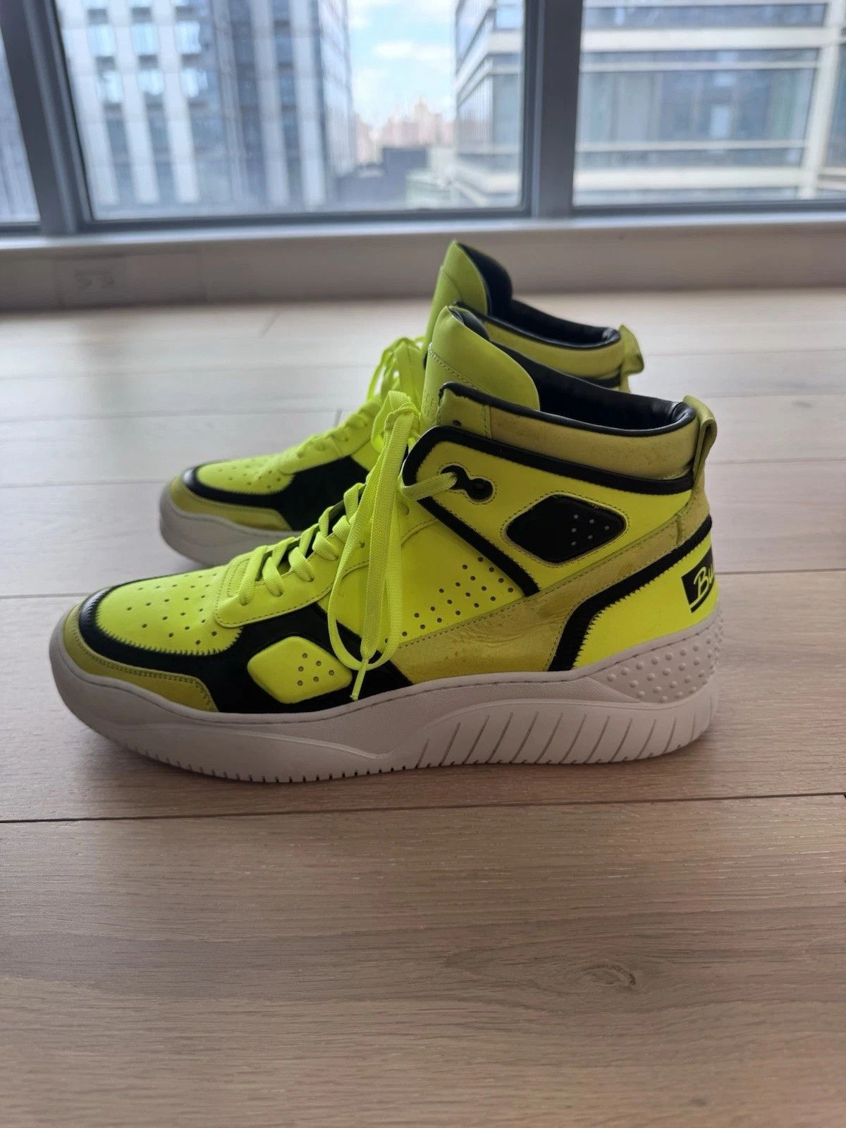Buscemi Buscemi Mens Basket Neon Yellow High Top SneakerUS 11 Size US 11 / EU 44 - 4 Thumbnail