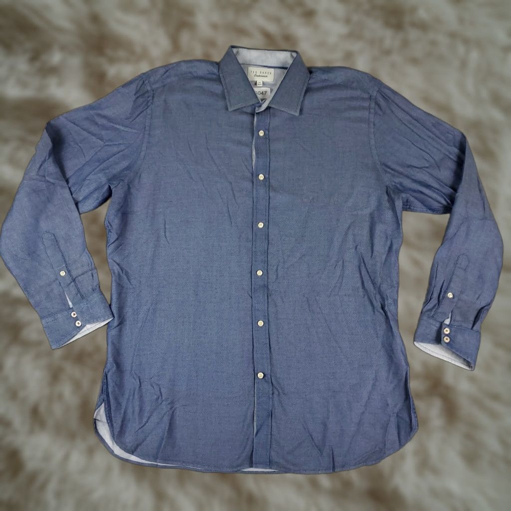 Ted Baker Ted Baker London Shirt Mens 16.5 Blue Endurance Dress Button Up Long Sleeve Shirt Size 42R - 1 Thumbnail