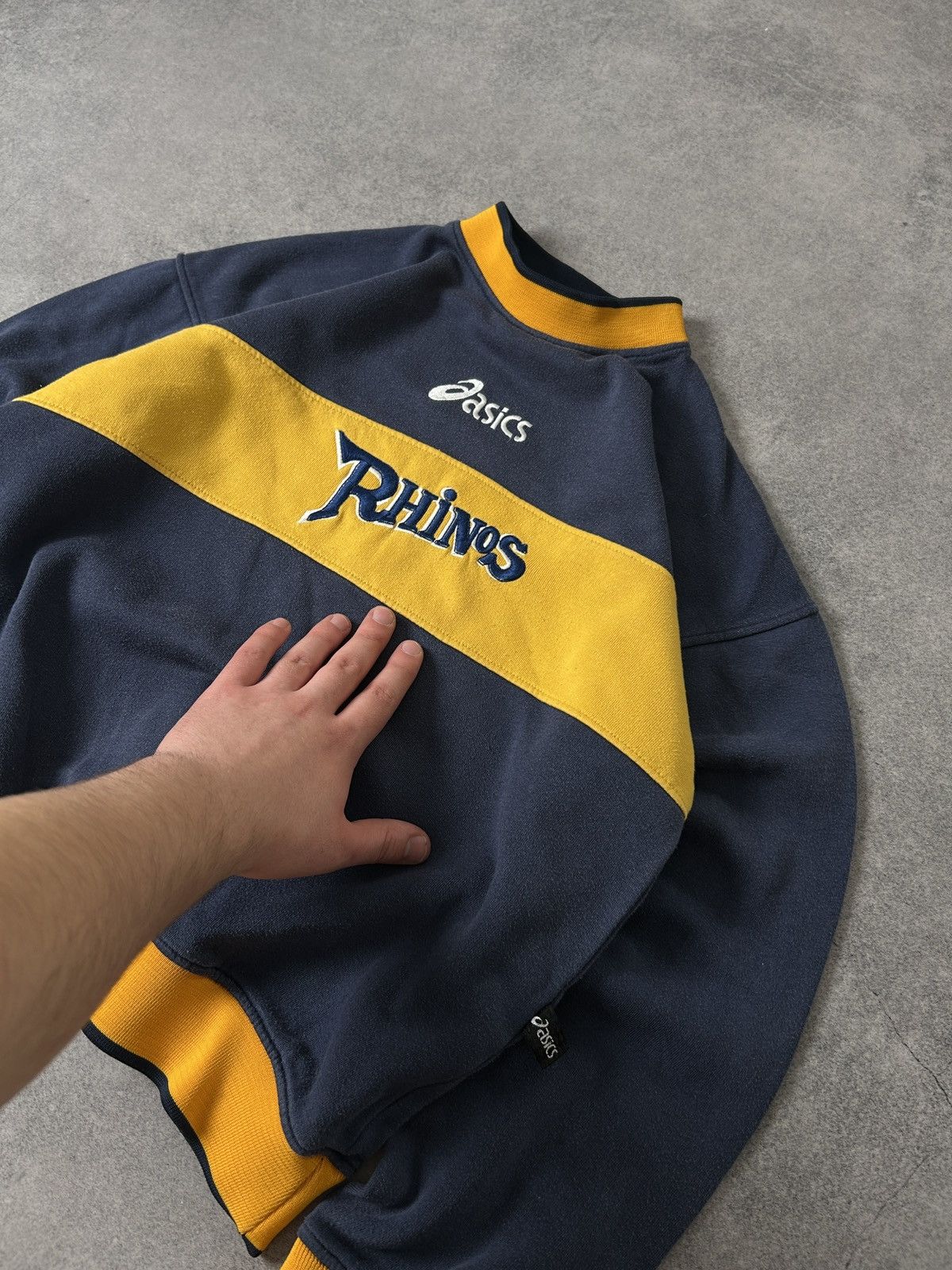 Asics Vintage Asics Rhinos big logo sweatshirt mens blue Size US S / EU 44-46 / 1 - 3 Thumbnail