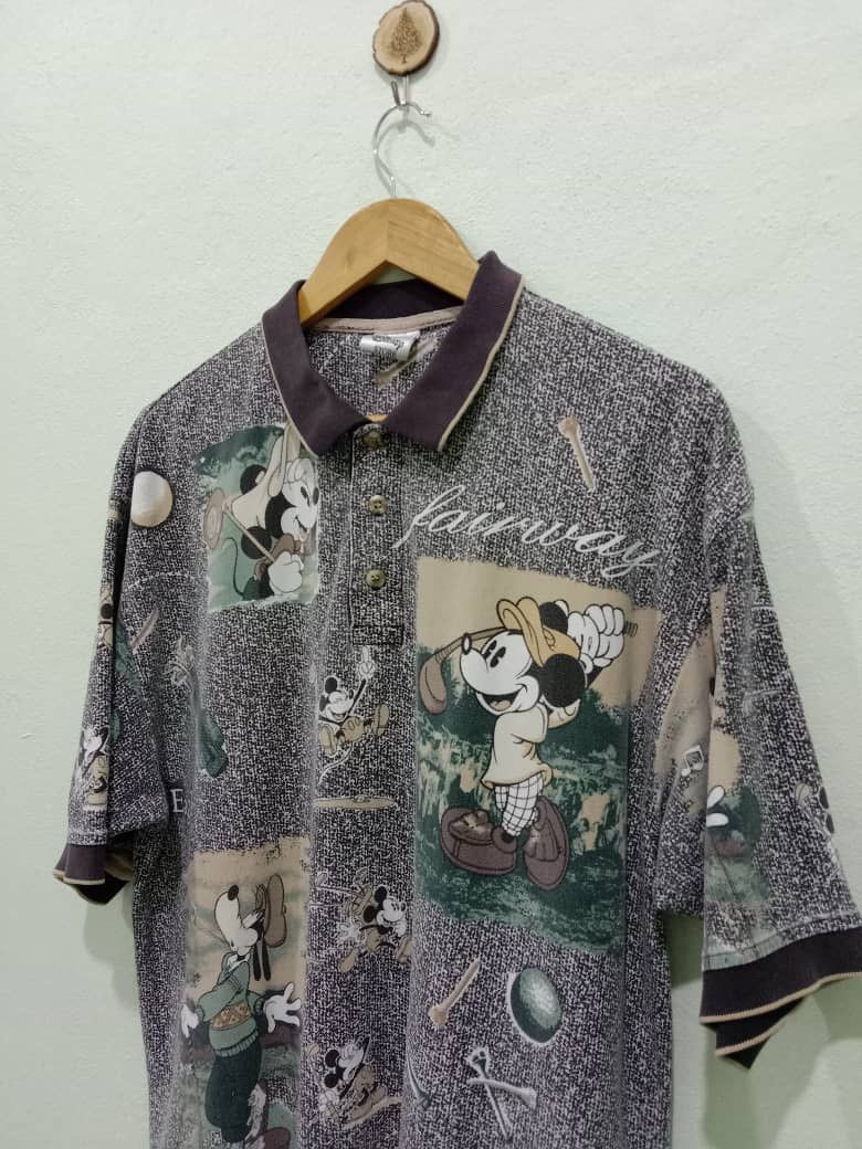 Cartoon Network × Vintage VINTAGE DISNEY MICKEY MOUSE OVERPRINT COLLAR TEES Size US XL / EU 56 / 4 - 4 Thumbnail