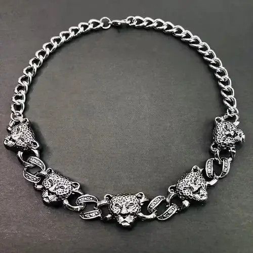 Other Leopard Head on curb chain Choker Necklace Size ONE SIZE - 4 Thumbnail