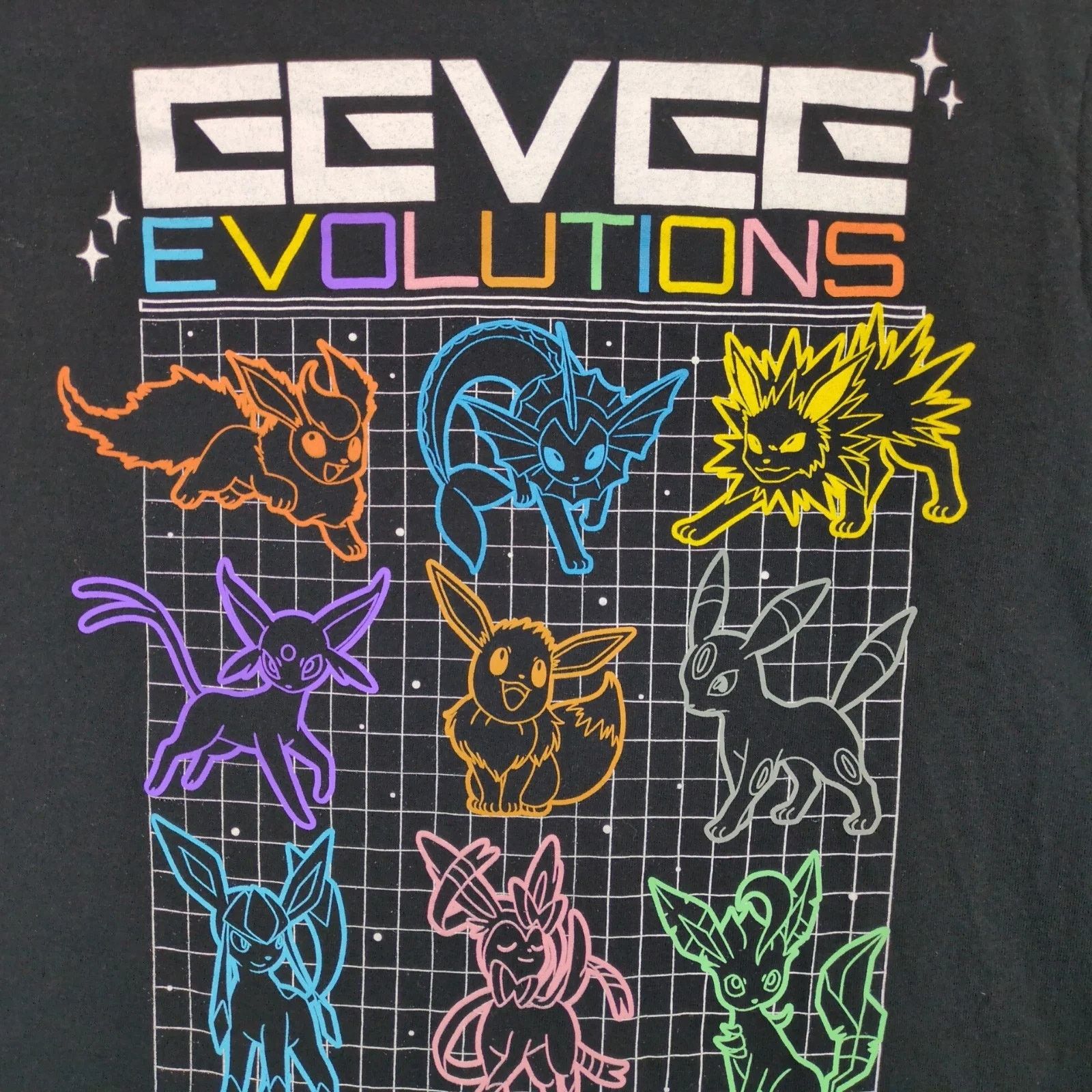 Nintendo Pokemon Eevee Evolutions Black Graphic T-Shirt Men's S Size US S / EU 44-46 / 1 - 2 Thumbnail