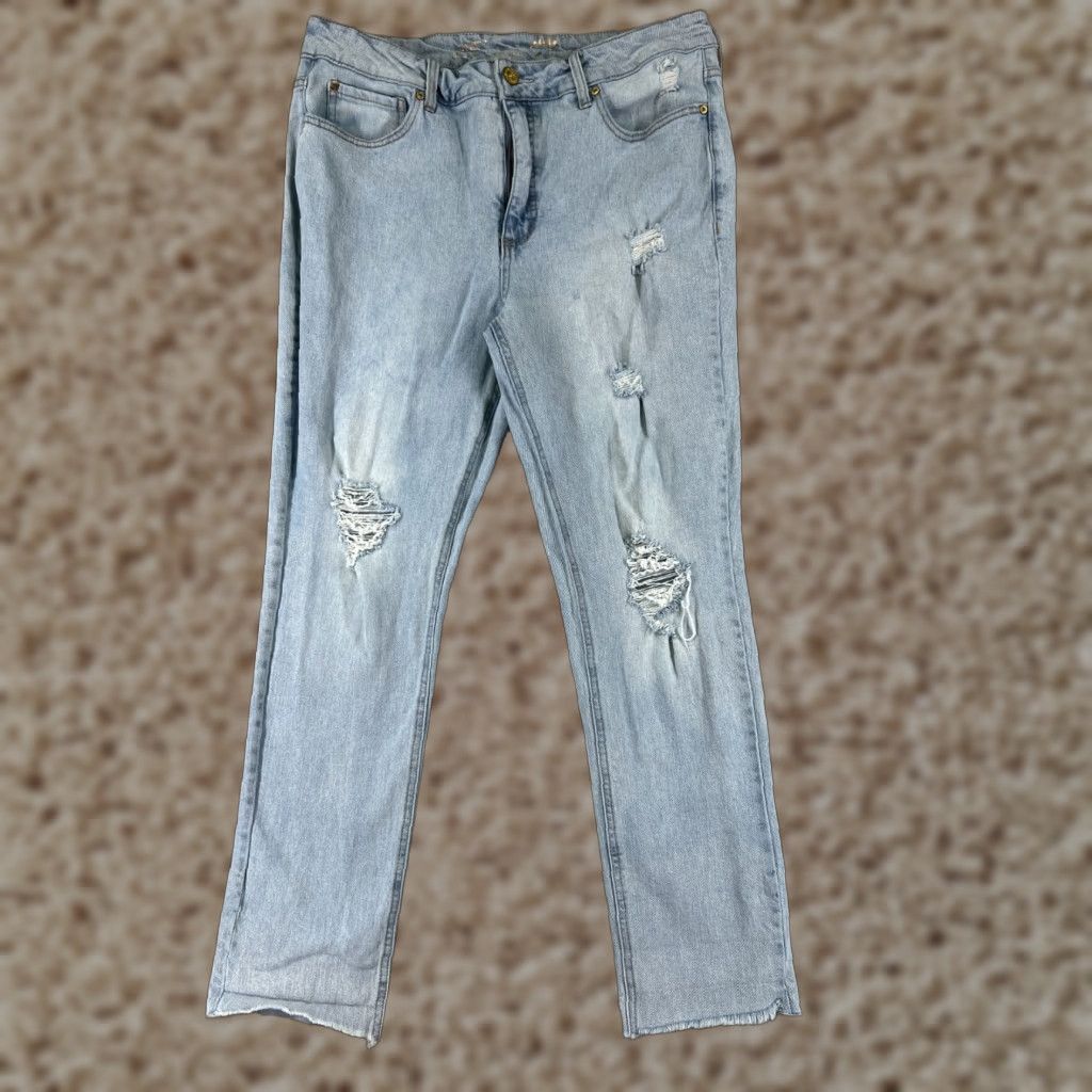 Vintage VINTAGE Seven7 Jeans Women 14 Blue Denim Distressed Light Weekend Slim Fit 32x28 Jeans Size 36" / US 14 / IT 50 - 1 Thumbnail