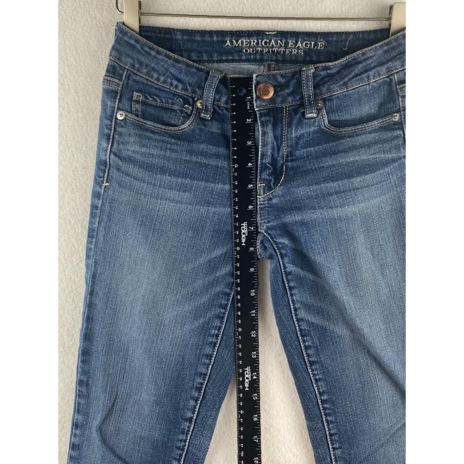 American Eagle Outfitters American Eagle Outfitters Jeans Womens 2 Denim Dark Wash Distressed Blue Skinny Stretch Size 28" / US 6 / IT 42 - 3 Thumbnail
